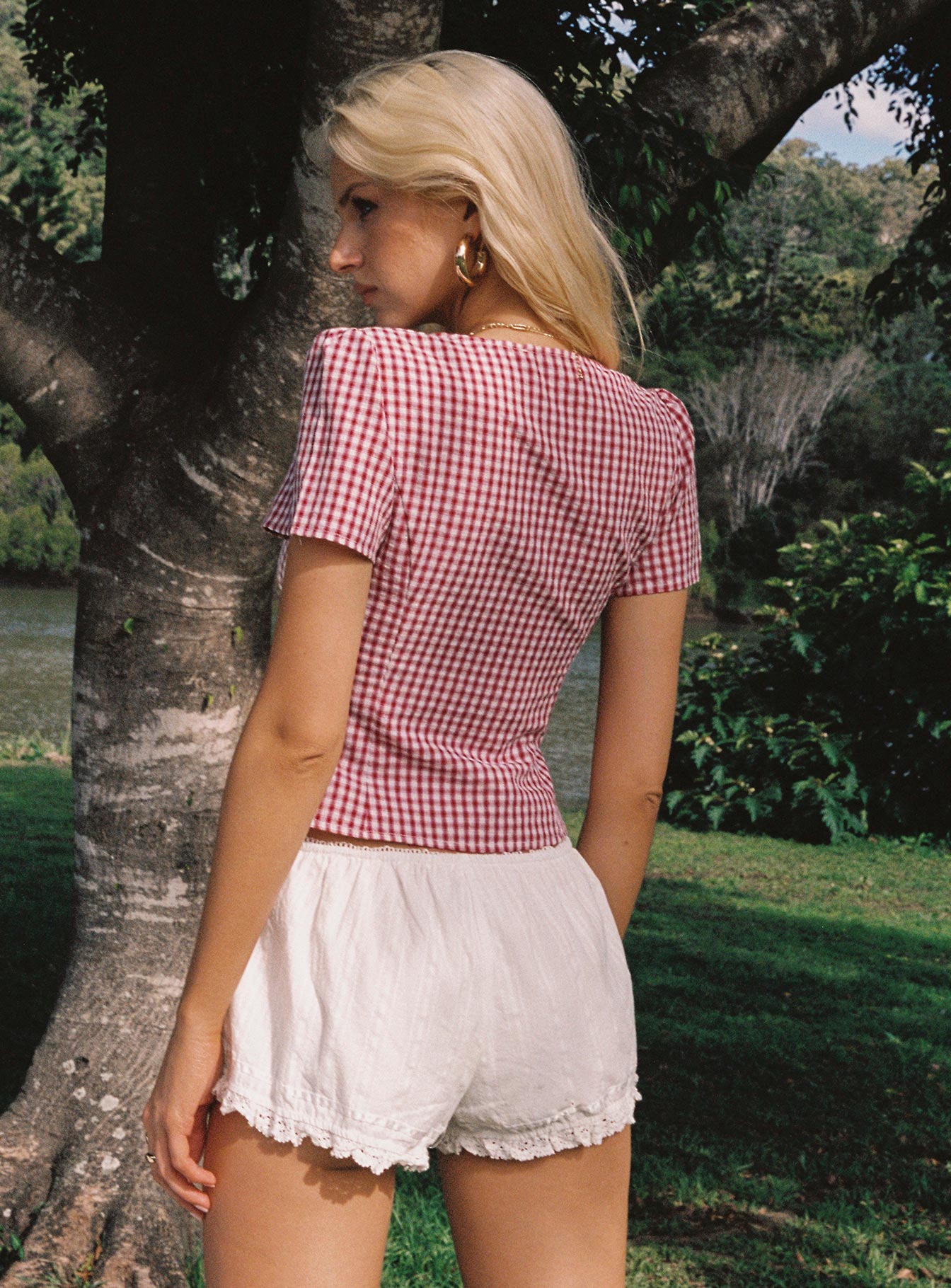 Isolda Top Red Gingham Free Shipping Pices