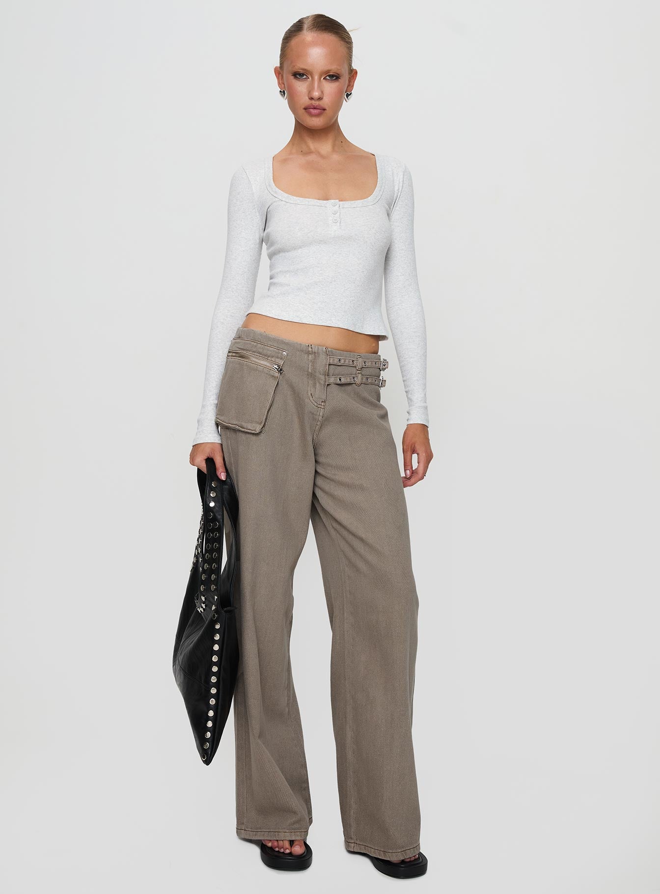 Daphine Long Sleeve Top Grey Discount Manchester