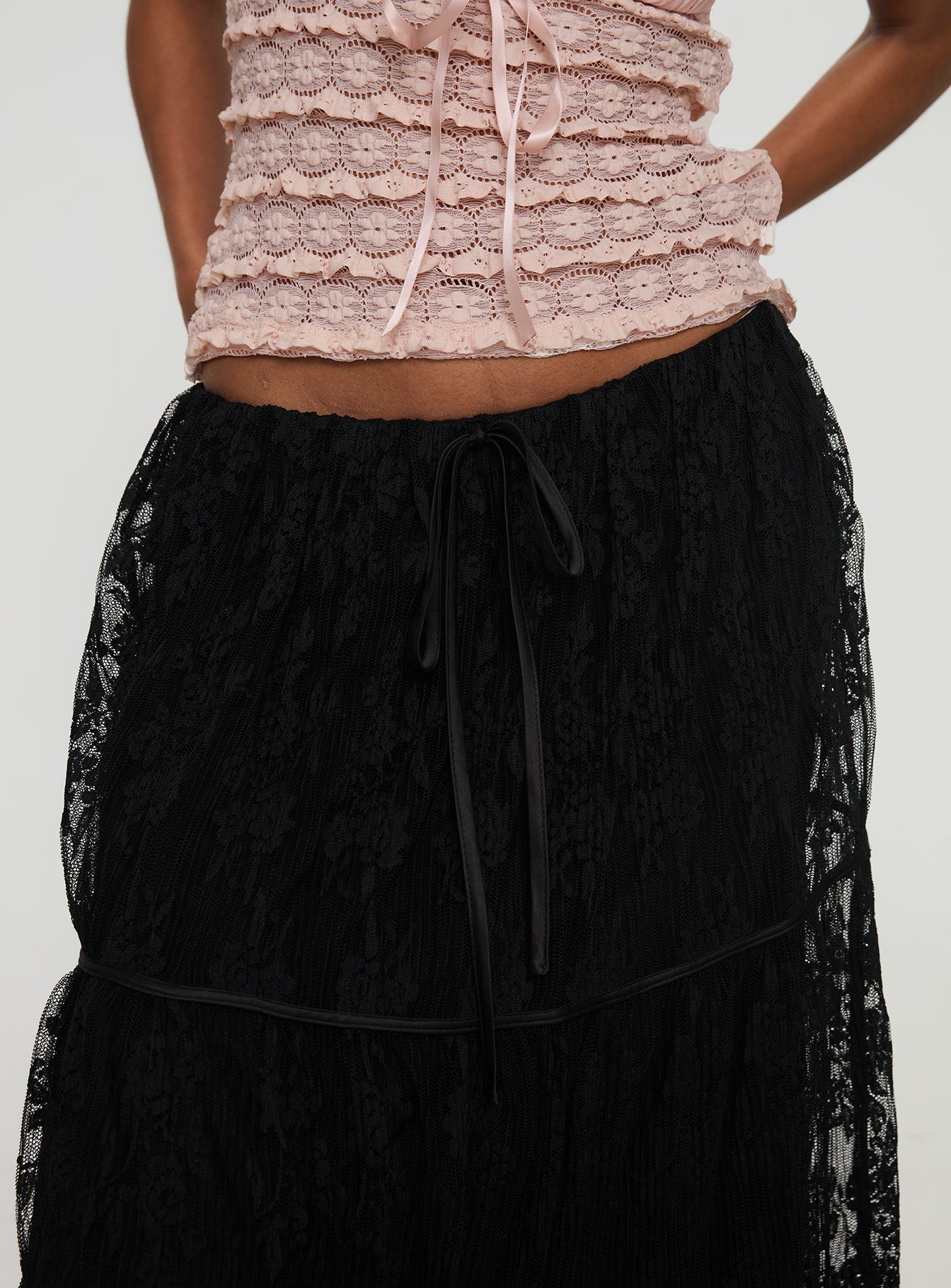 Oh Plisse Maxi Skirt Black Low Pice