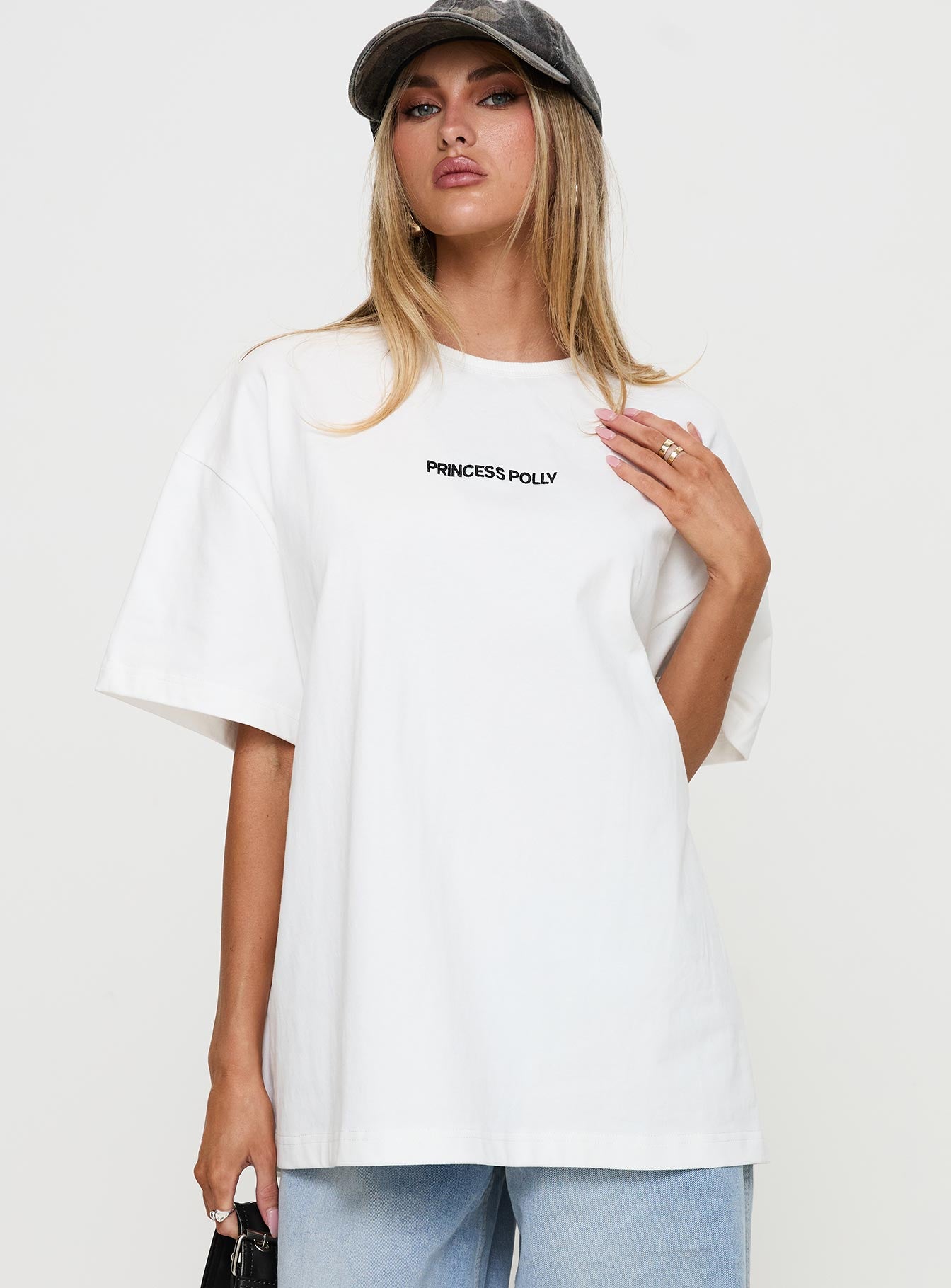 Power Play Active Oversized Tee White Cheap Pirce