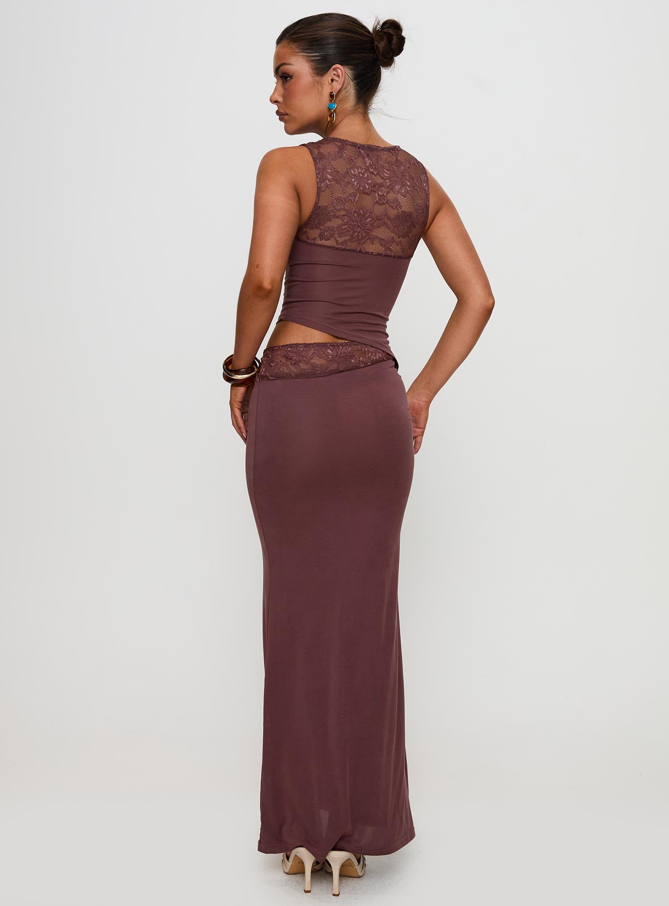 Vesperine Lace Maxi Dress Cocoa Brown Buy Authentic Online