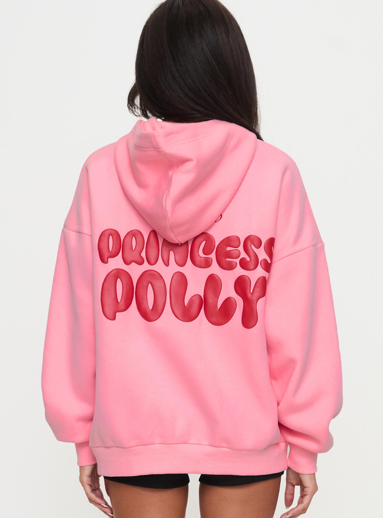 Princess Polly Hooded Sweatshirt Bubble Text Pink / Red Clearance Get Authentic