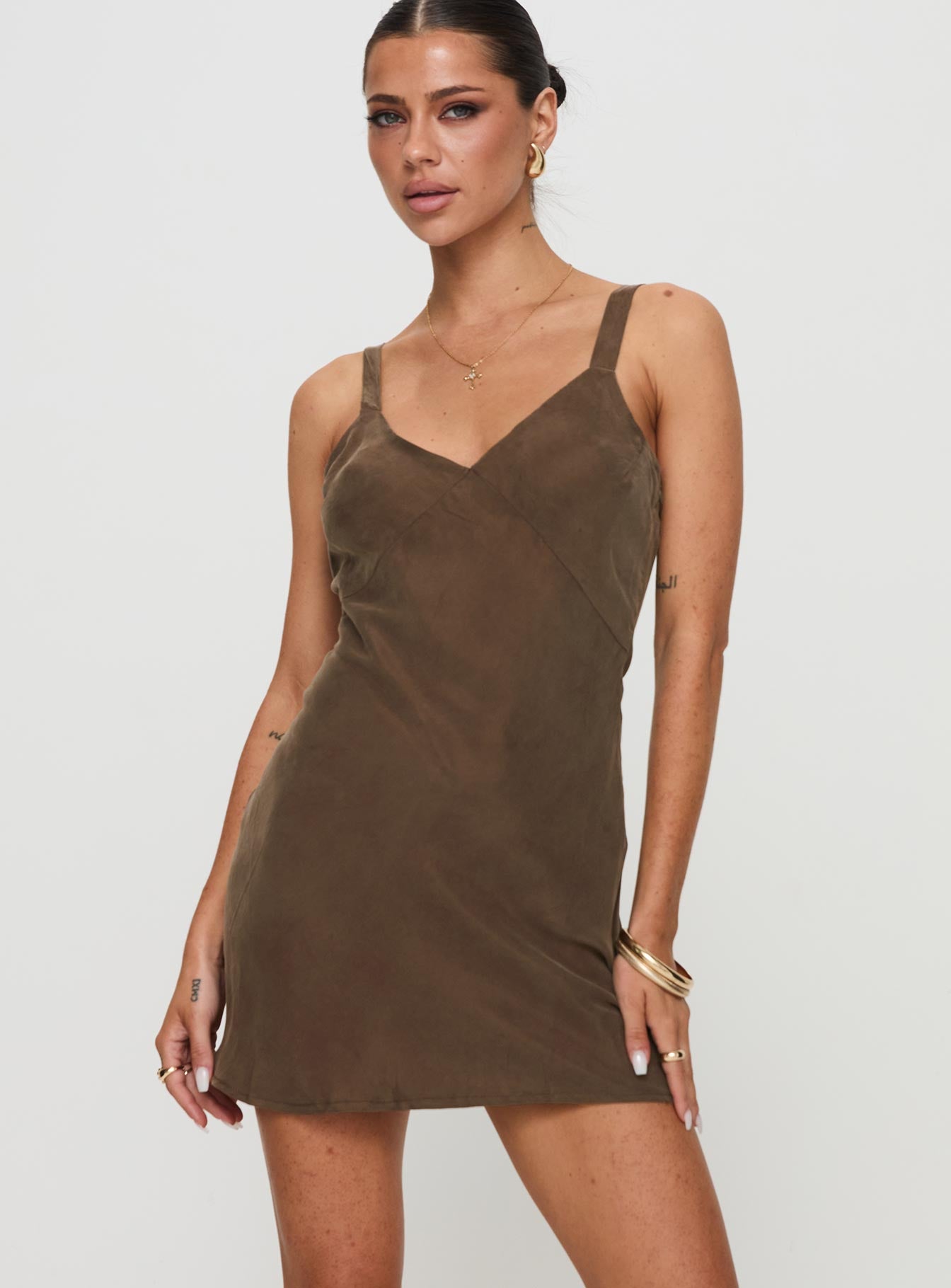 Laurette Mini Dress Brown Clearance Marketable