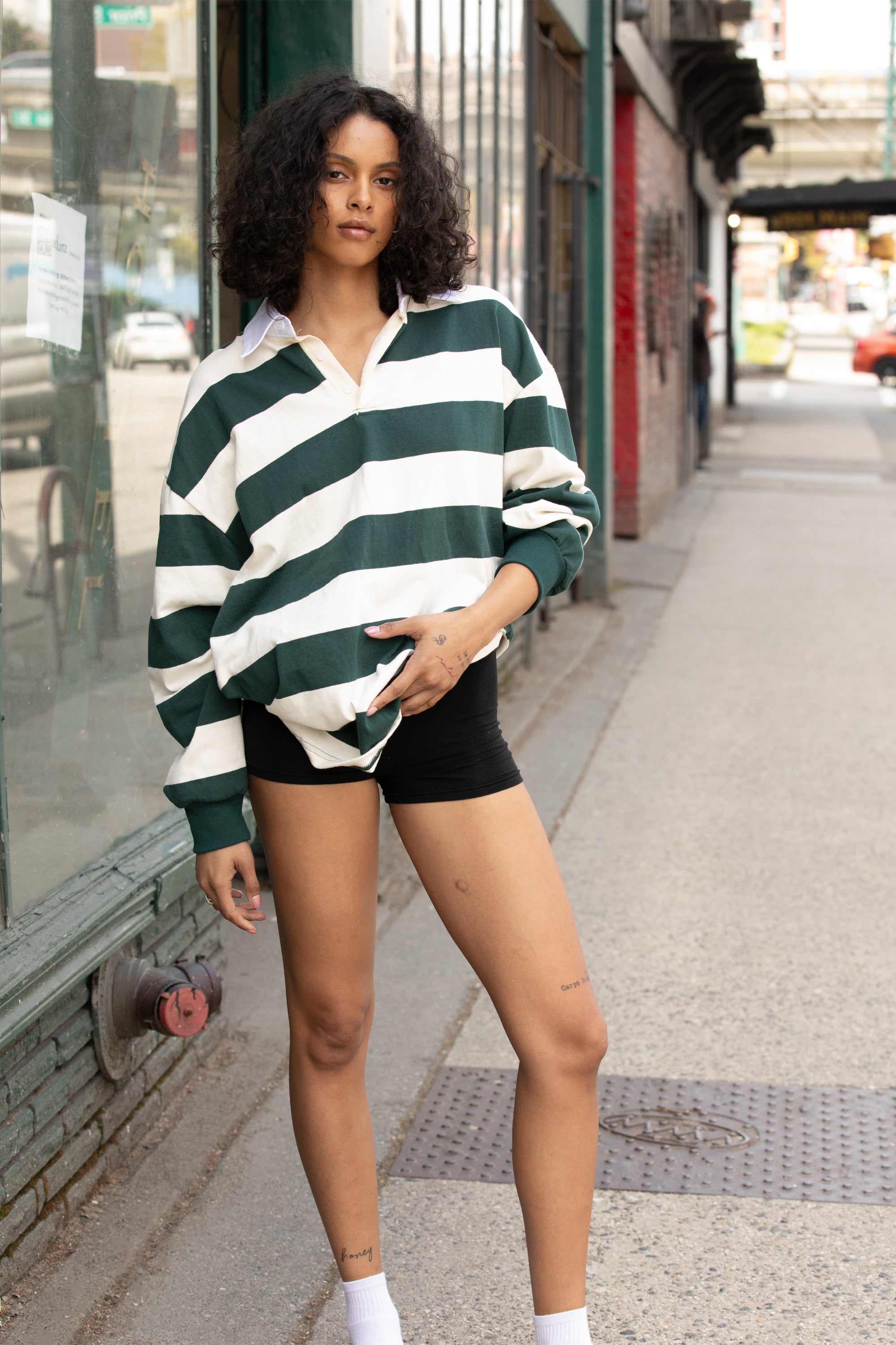 OVERSIZED STRIPED RUGBY SHIRT Cheap Sale Finishline