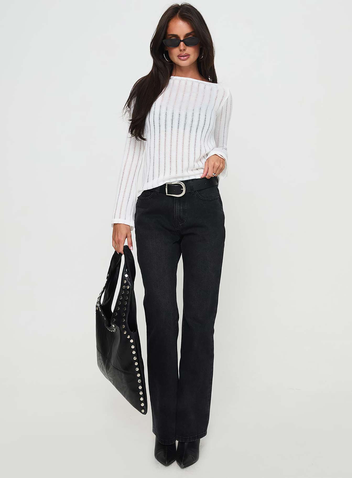 Tuppence Ribbed Long Sleeve Top White 2025 Online