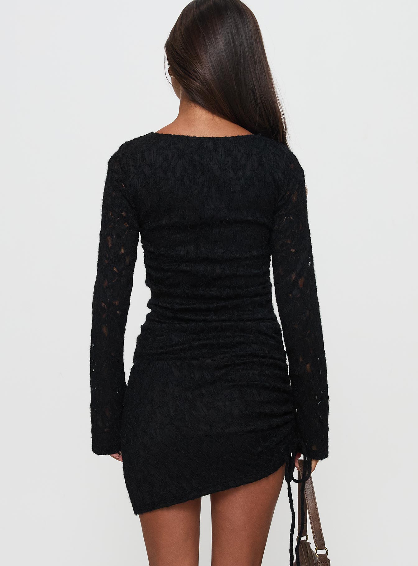 Que Sera Long Sleeve Mini Dress Black Cheap Sale Huge Surprise