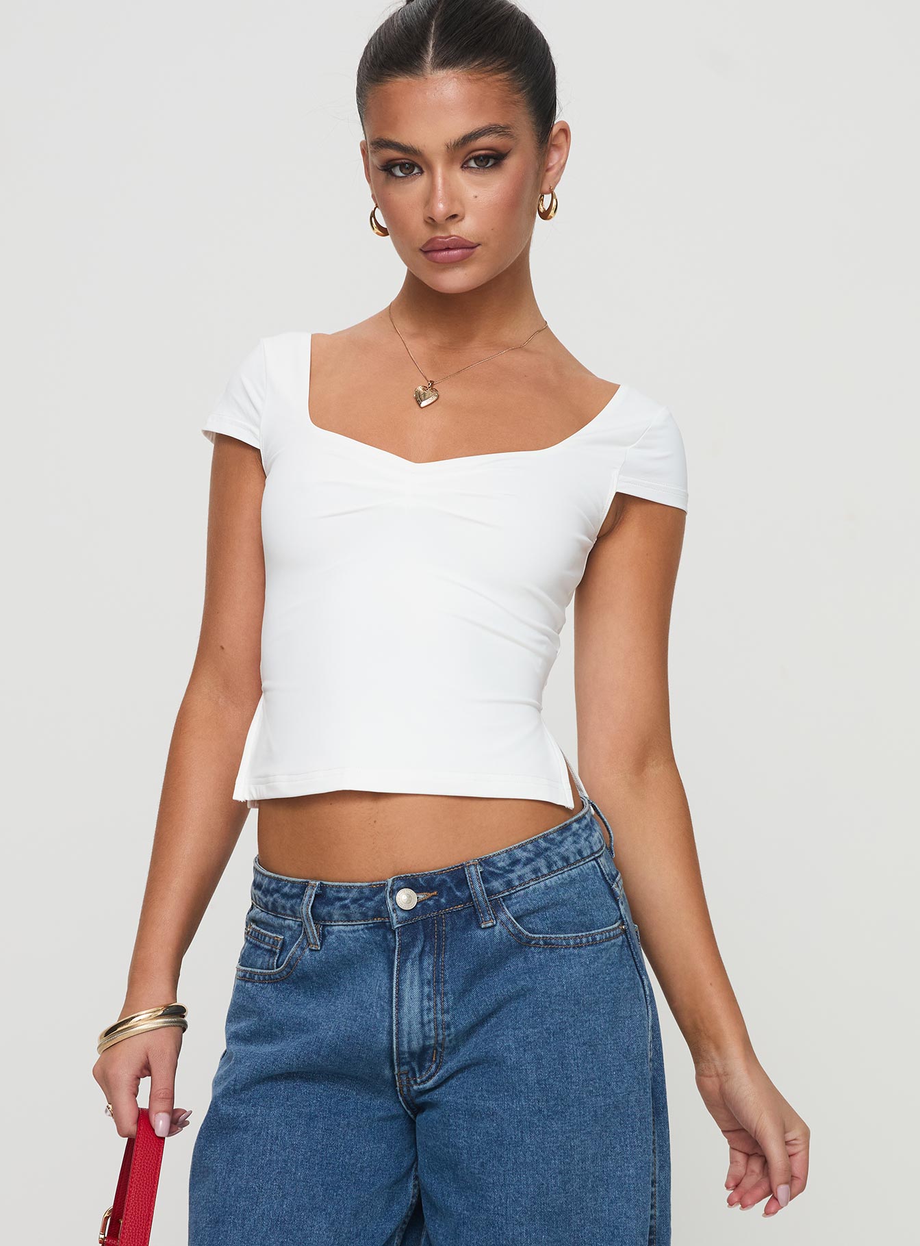 Rehna Short Sleeve Top White Cheap Wholesale