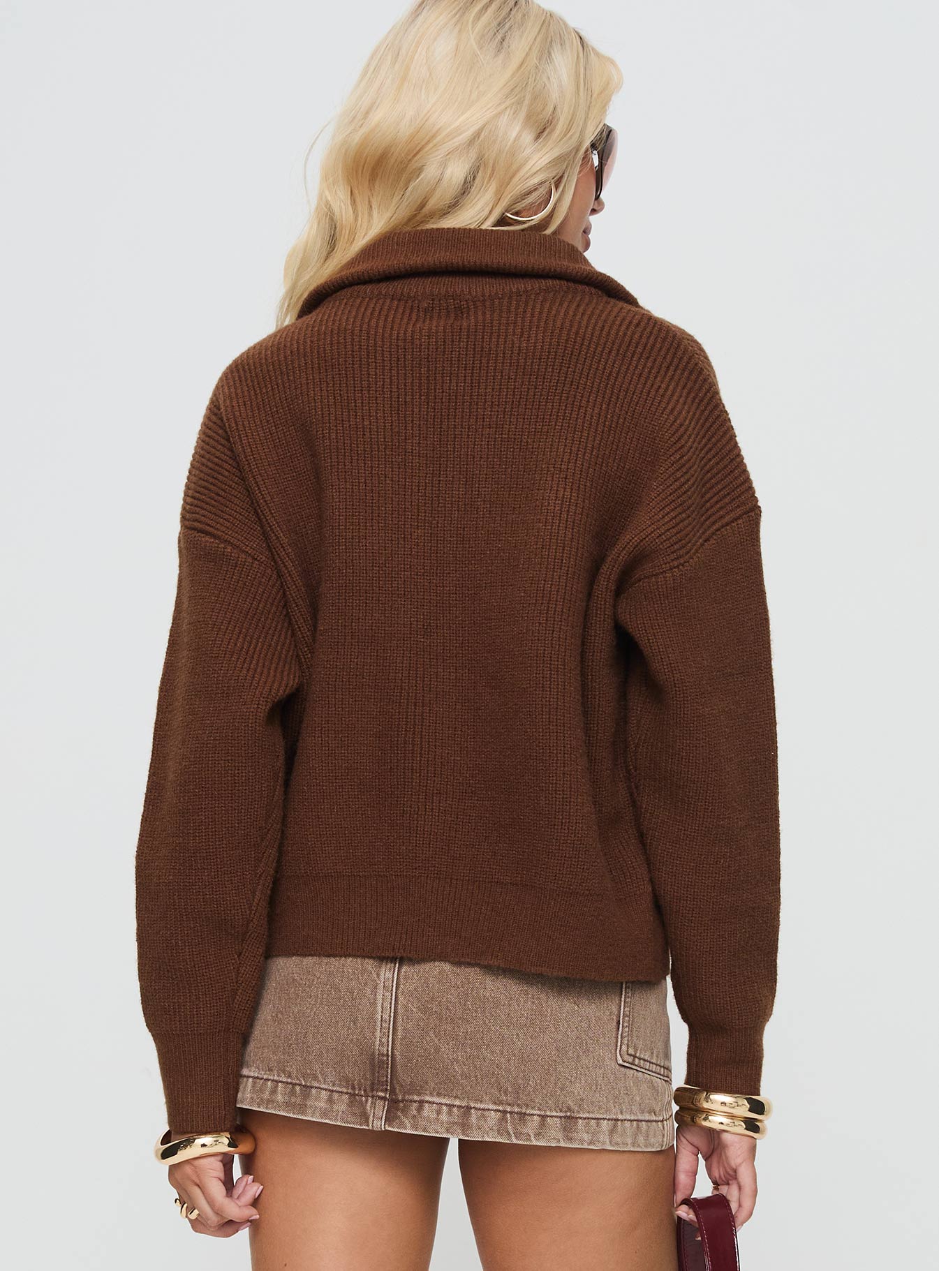 Too Busy Zip Up Sweater Chocolate Shop For Sale