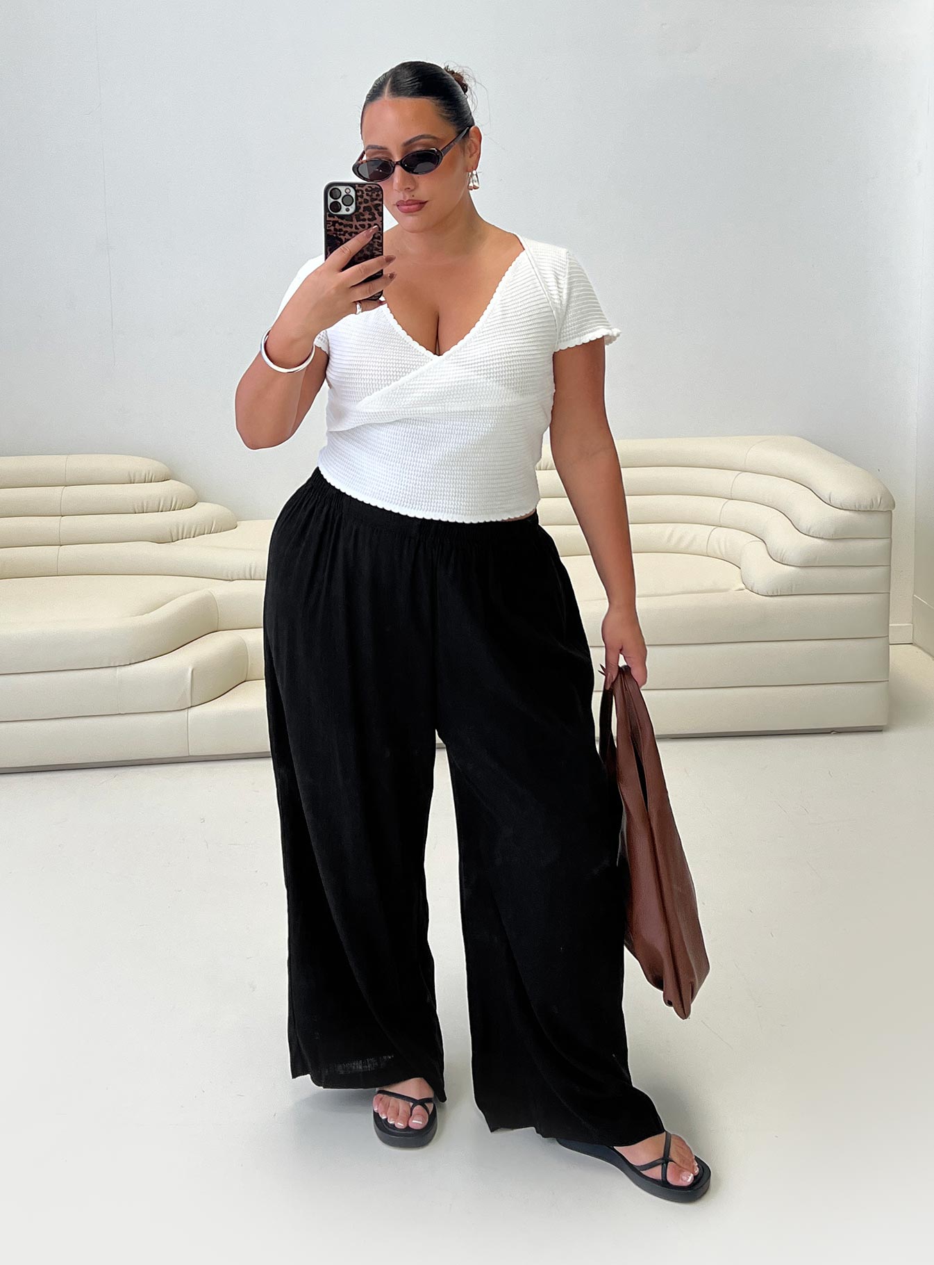 Louis Linen Blend Pants Black Curve Choice Online