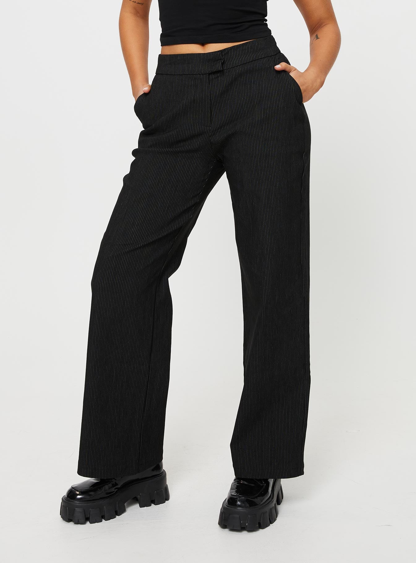 Jeller Pinstripe Pants Black Petite High Quality