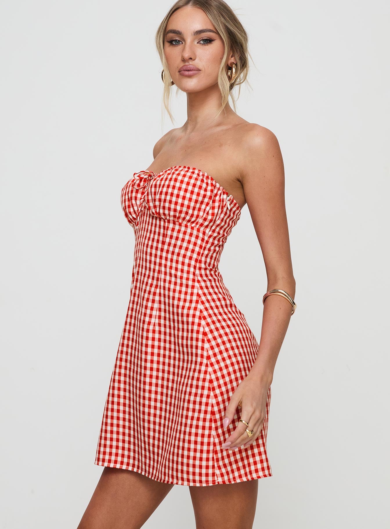 Double Date Mini Dress Red Gingham Cheap Get To Buy