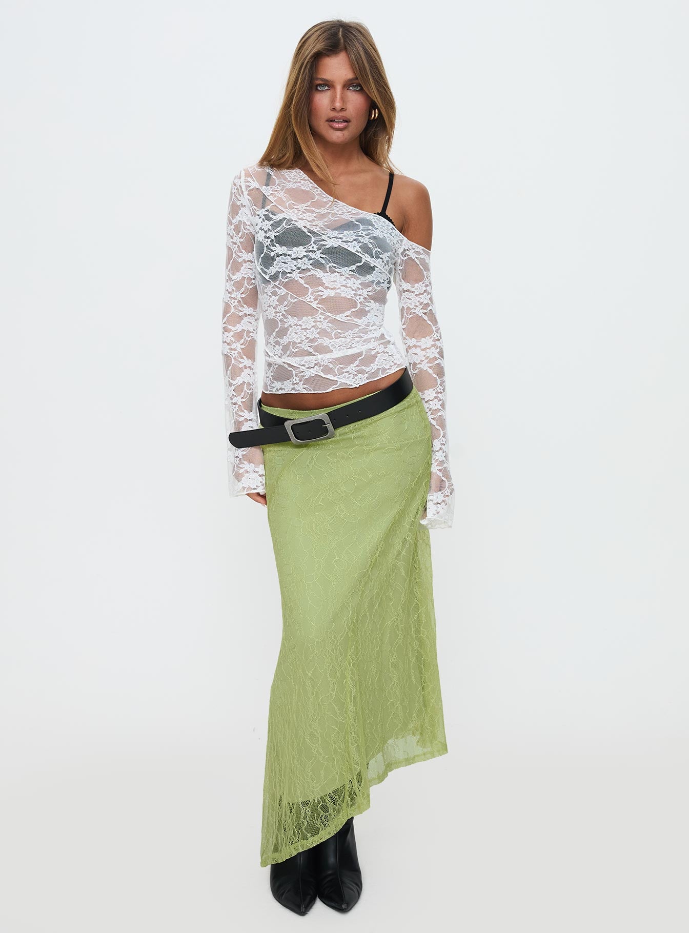 Dreamcatcher Lace Maxi Skirt Green High Quality For Sale