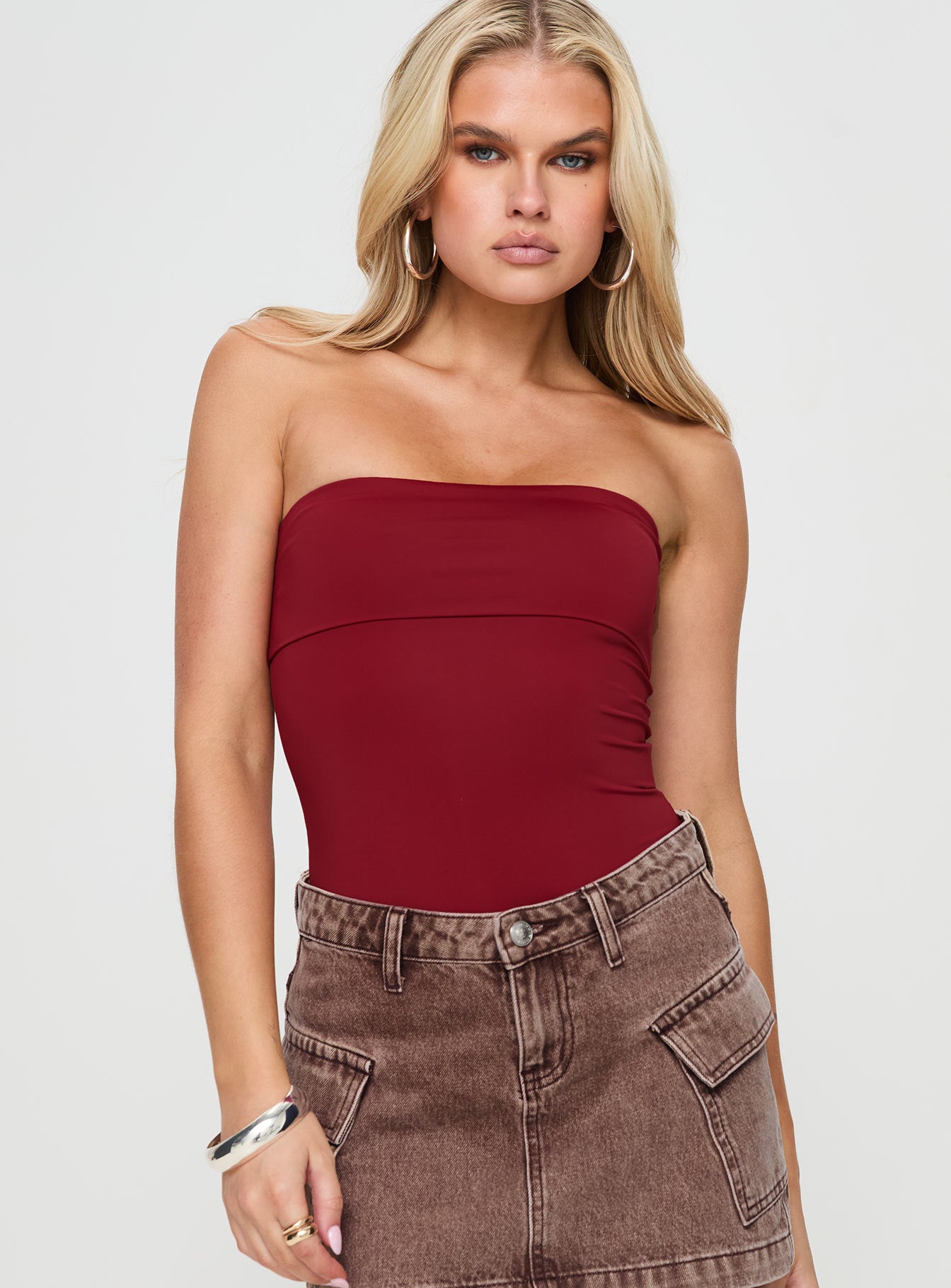 Niner Strapless Bodysuit Burgundy Petite Very Cheap