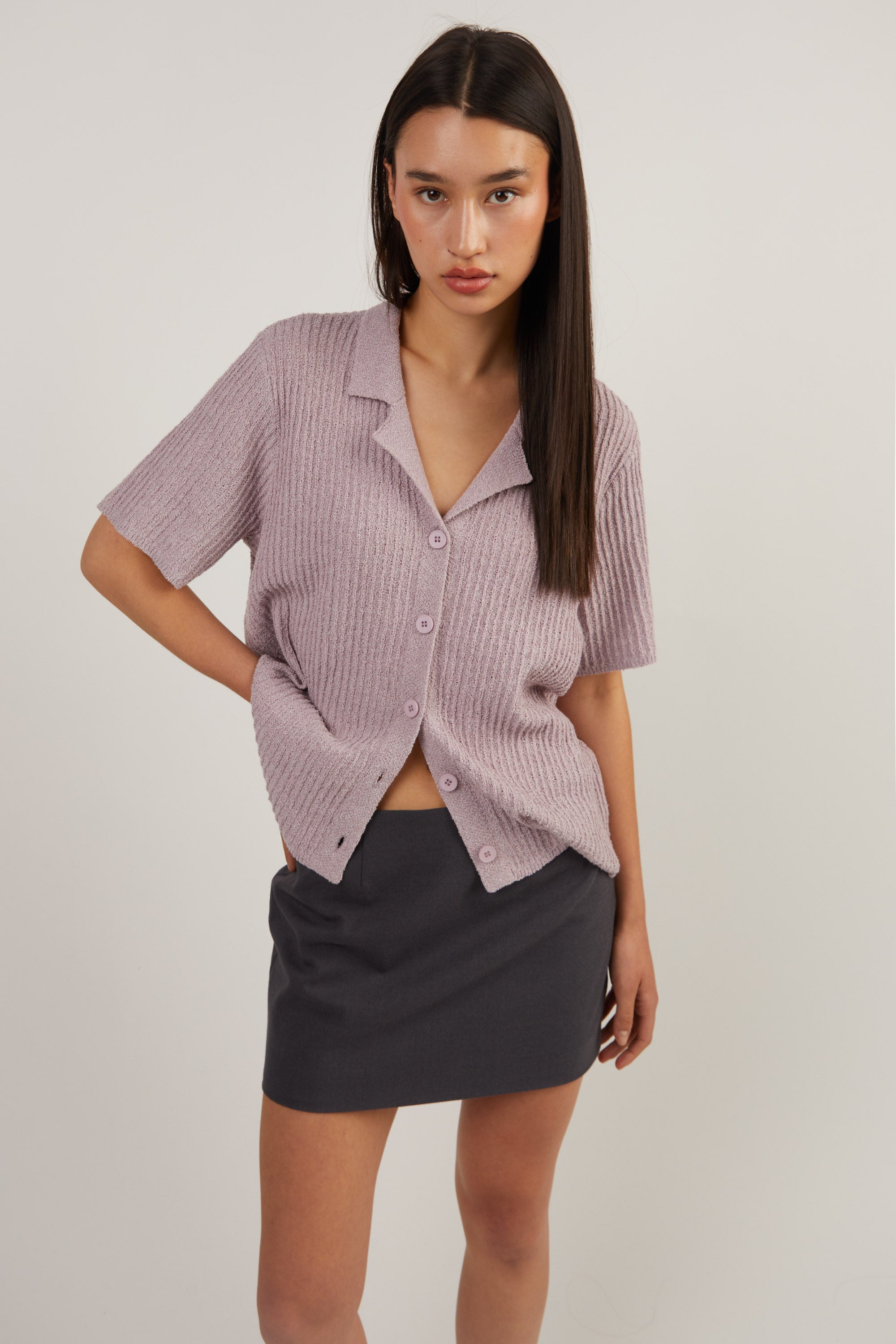 SHORT SLEEVE BUTTON UP CARDIGAN Comfortable Online