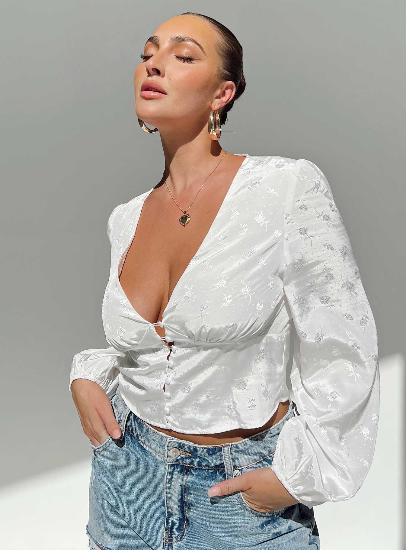 Traylen Long Sleeve Top White Clearance Best Store To Get