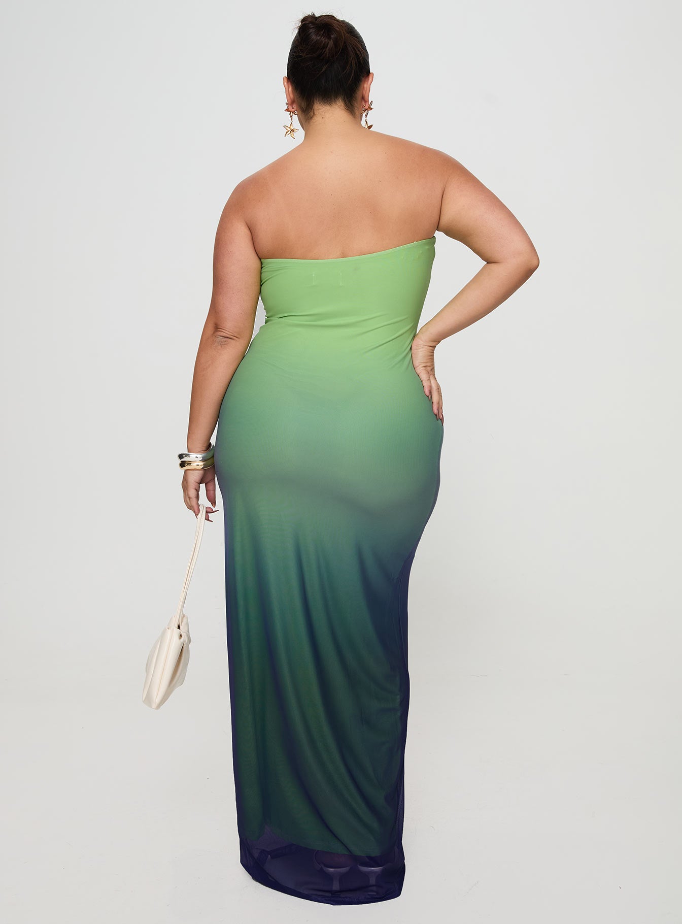 Stolen Love Strapless Maxi Dress Blue / Green Ombre Curve Buy Cheap Latest