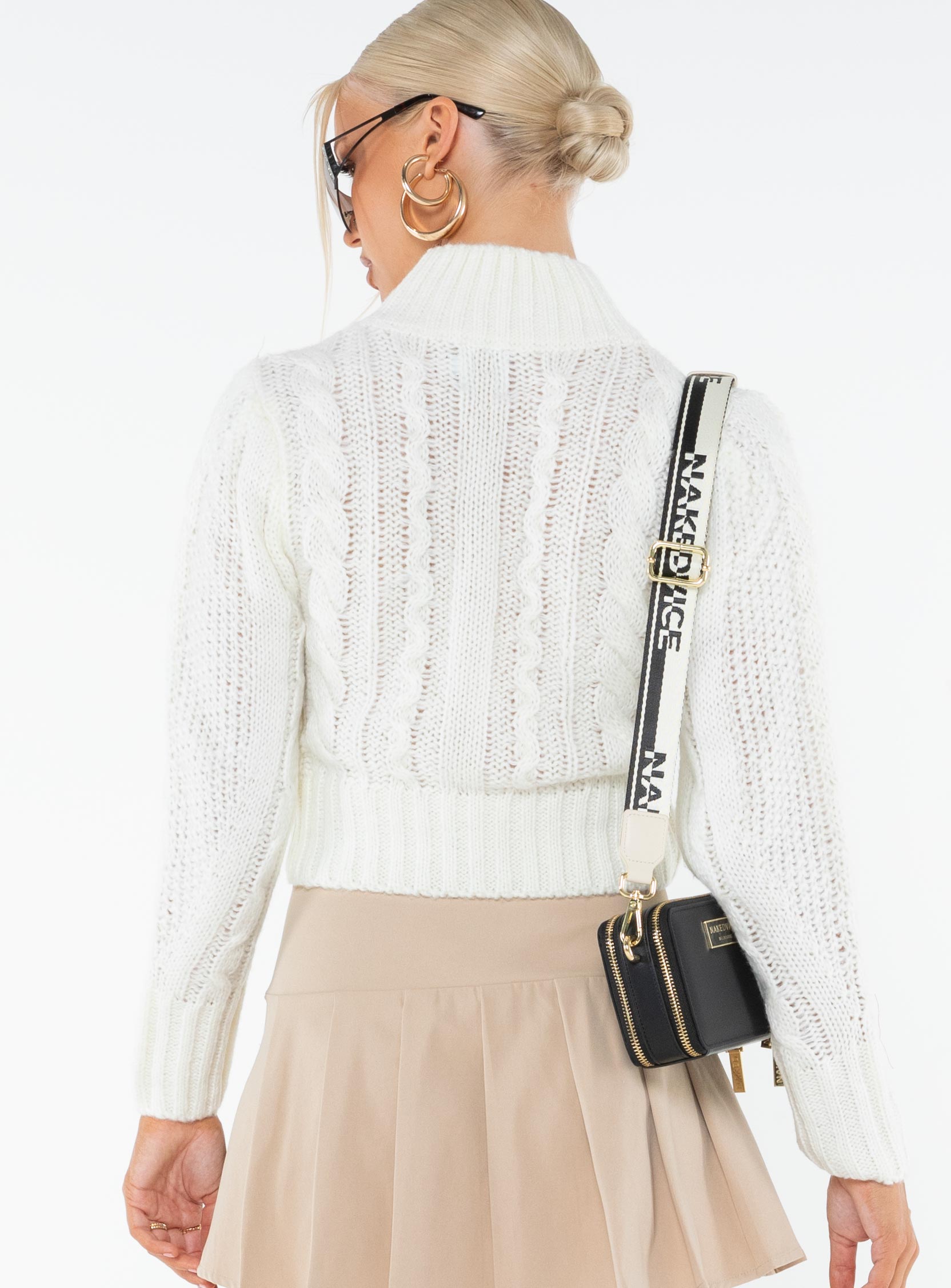 Degi Cropped Cable Sweater White With Paypal Sale Online