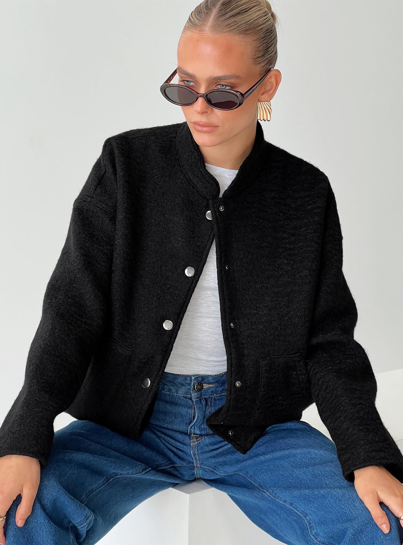 Stillar Bomber Jacket Black Tumblr Sale Online