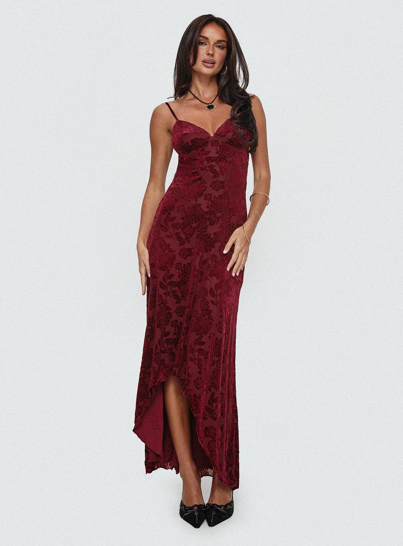 Rumours Slippy Burnout Maxi Dress Burgundy Looking For Cheap Pice