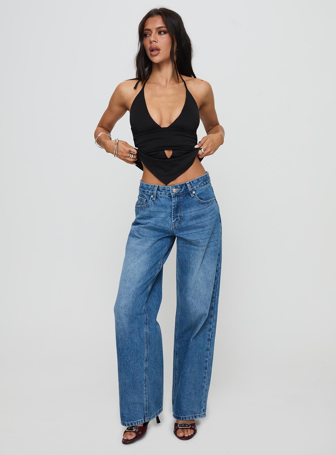 Serenitia Mid Rise Relaxed Jeans Mid Blue Wash Discount Sale Online