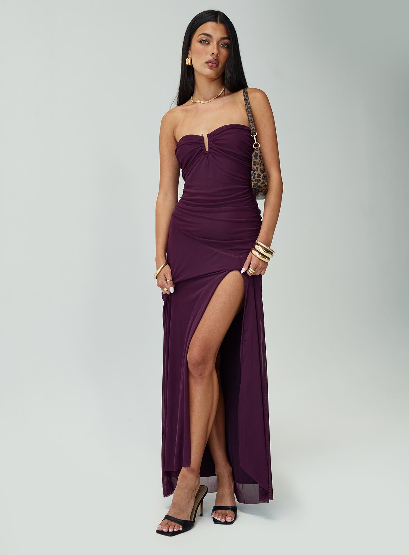 Barbarella Strapless Maxi Dress Purple Clearance Reliable