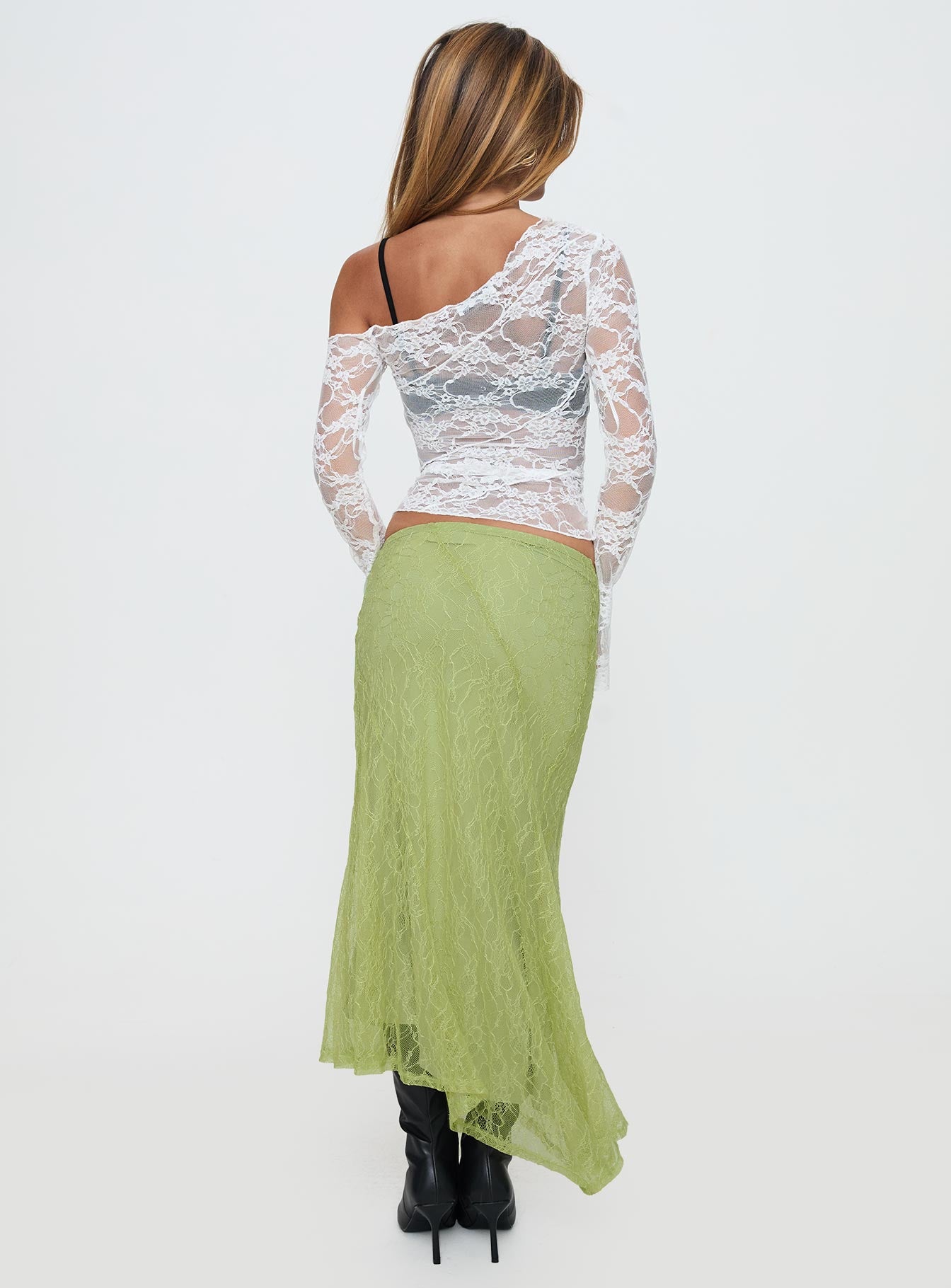 Dreamcatcher Lace Maxi Skirt Green High Quality For Sale