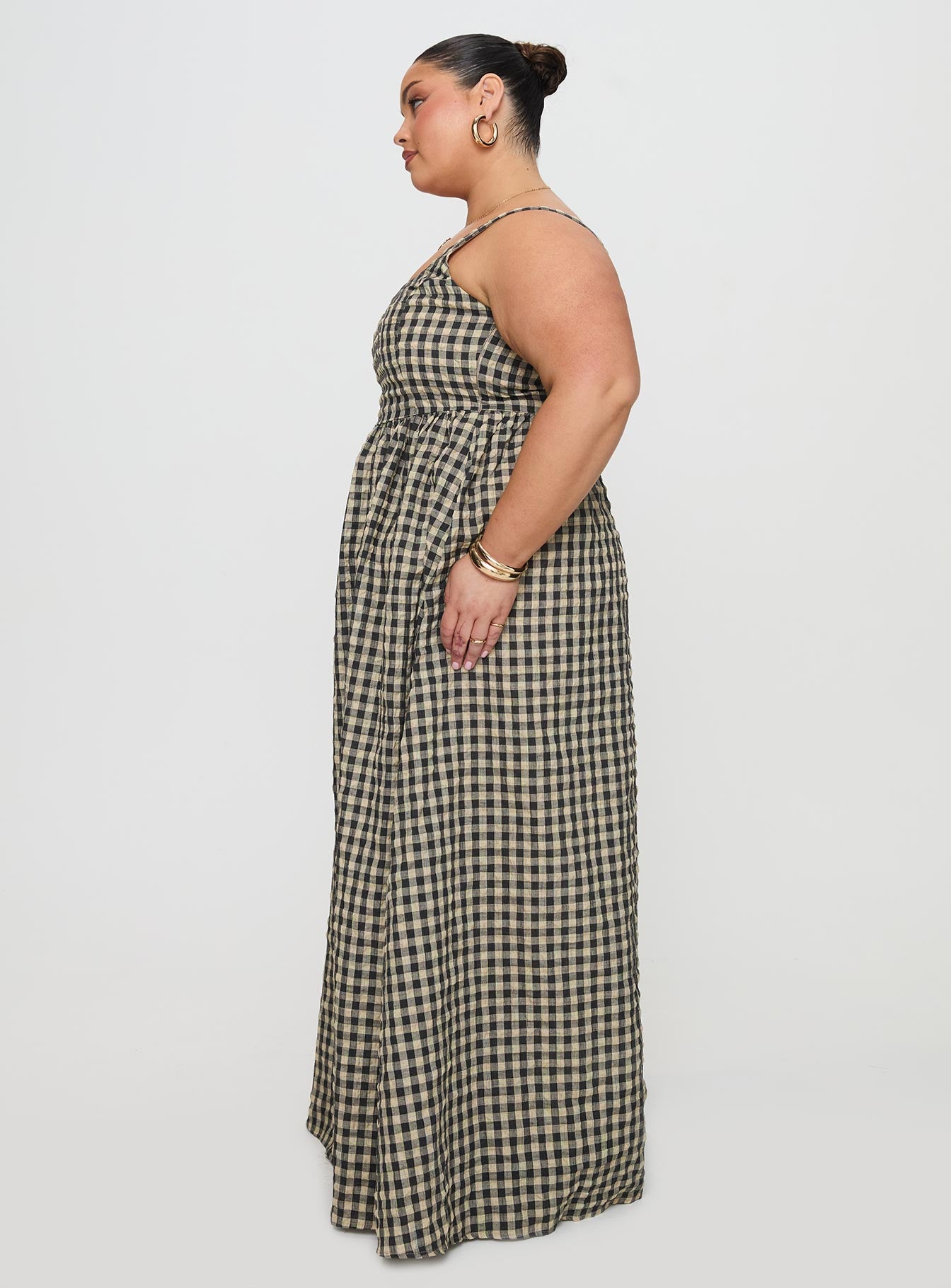 Cartmel Check Maxi Dress Black / Cream Curve Best Pices