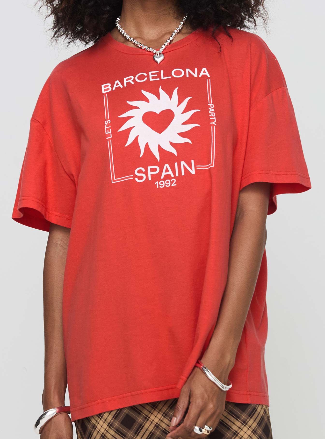 Party In Barcelona Oversized Tee Red Discount Professional