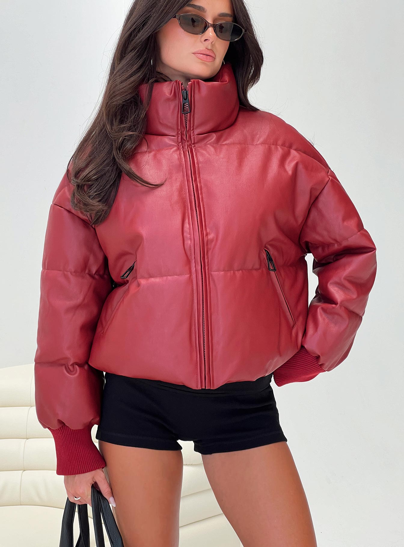 Myler Puffer Jacket Burgundy Enjoy Cheap Online