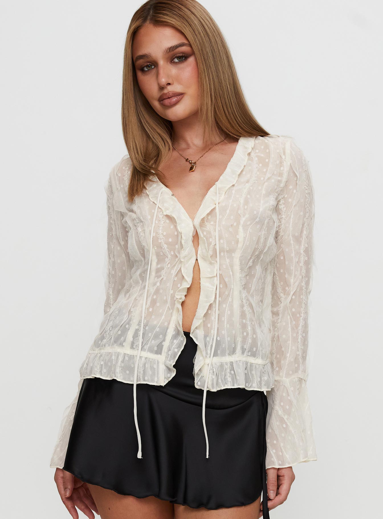 Sainz Frill Long Sleeve Top Cream Free Shipping Manchester