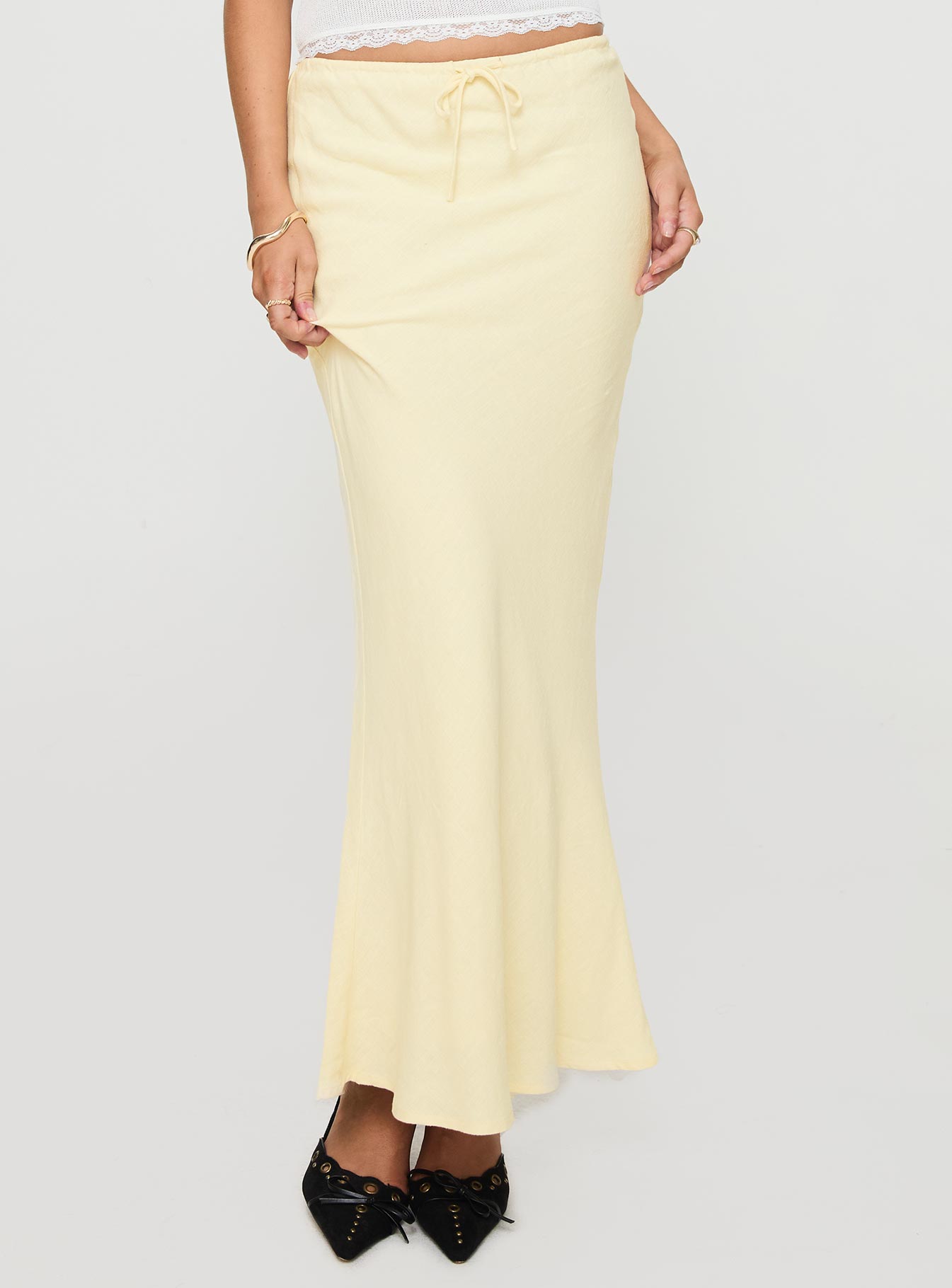 Mercer Linen Blend Maxi Skirt Lemon Cheap Footlocker Finishline