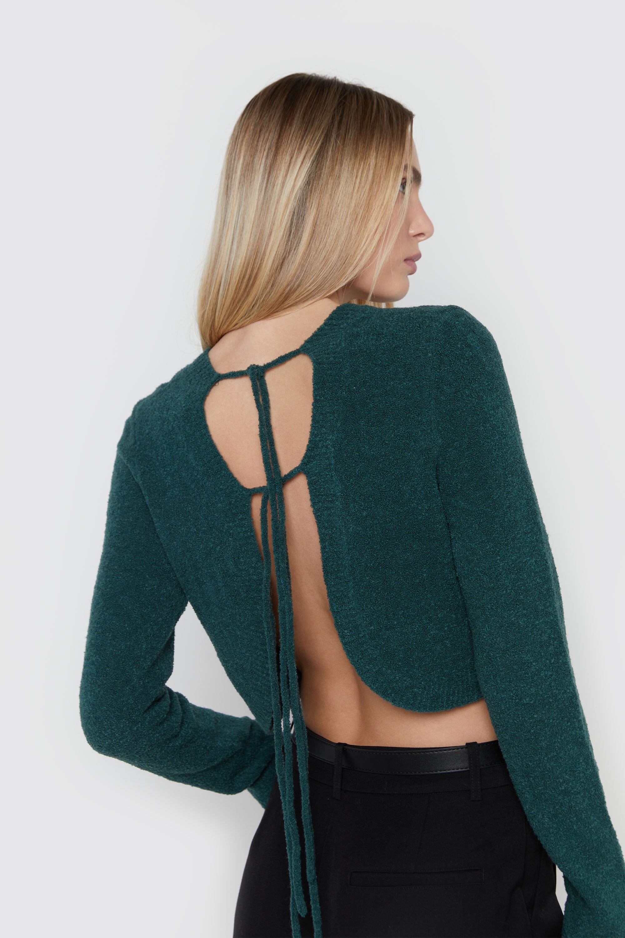 OPEN BACK FUZZY SWEATER Buy Cheap Outlet