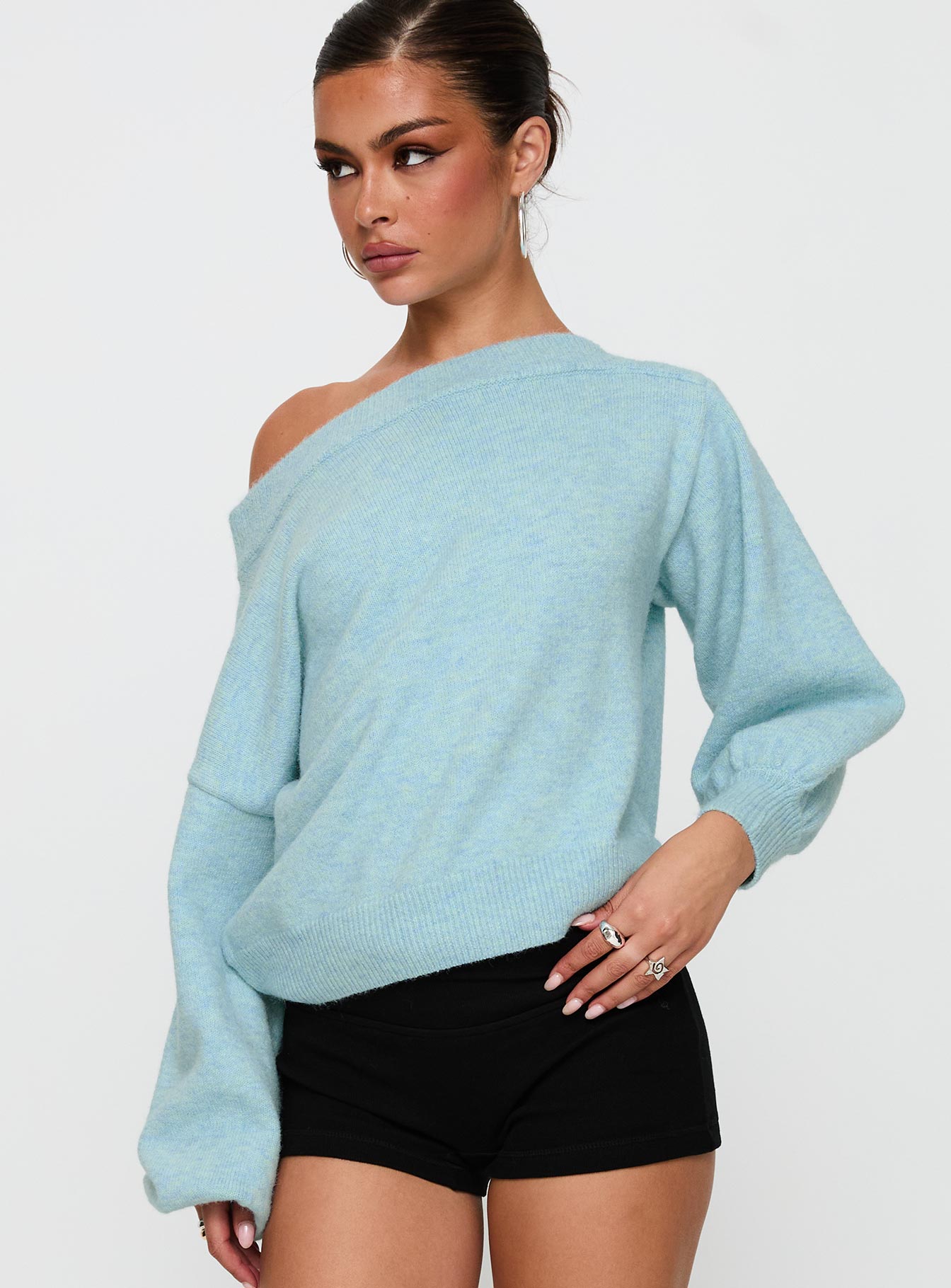 Noble Off The Shoulder Jumper Blue Buy Cheap Excellent