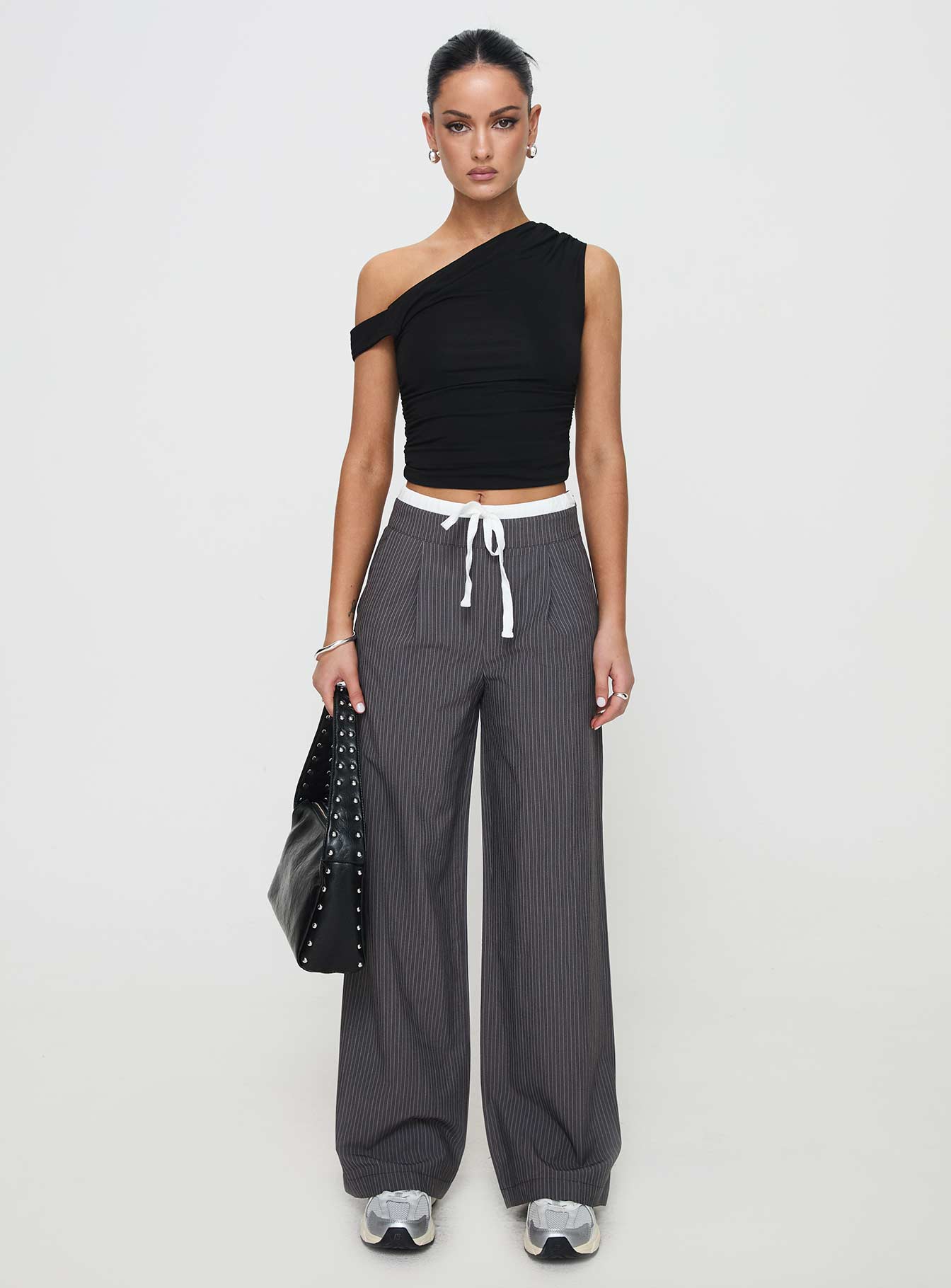 Auclaire Pinstripe Pant Charcoal Sale Visit