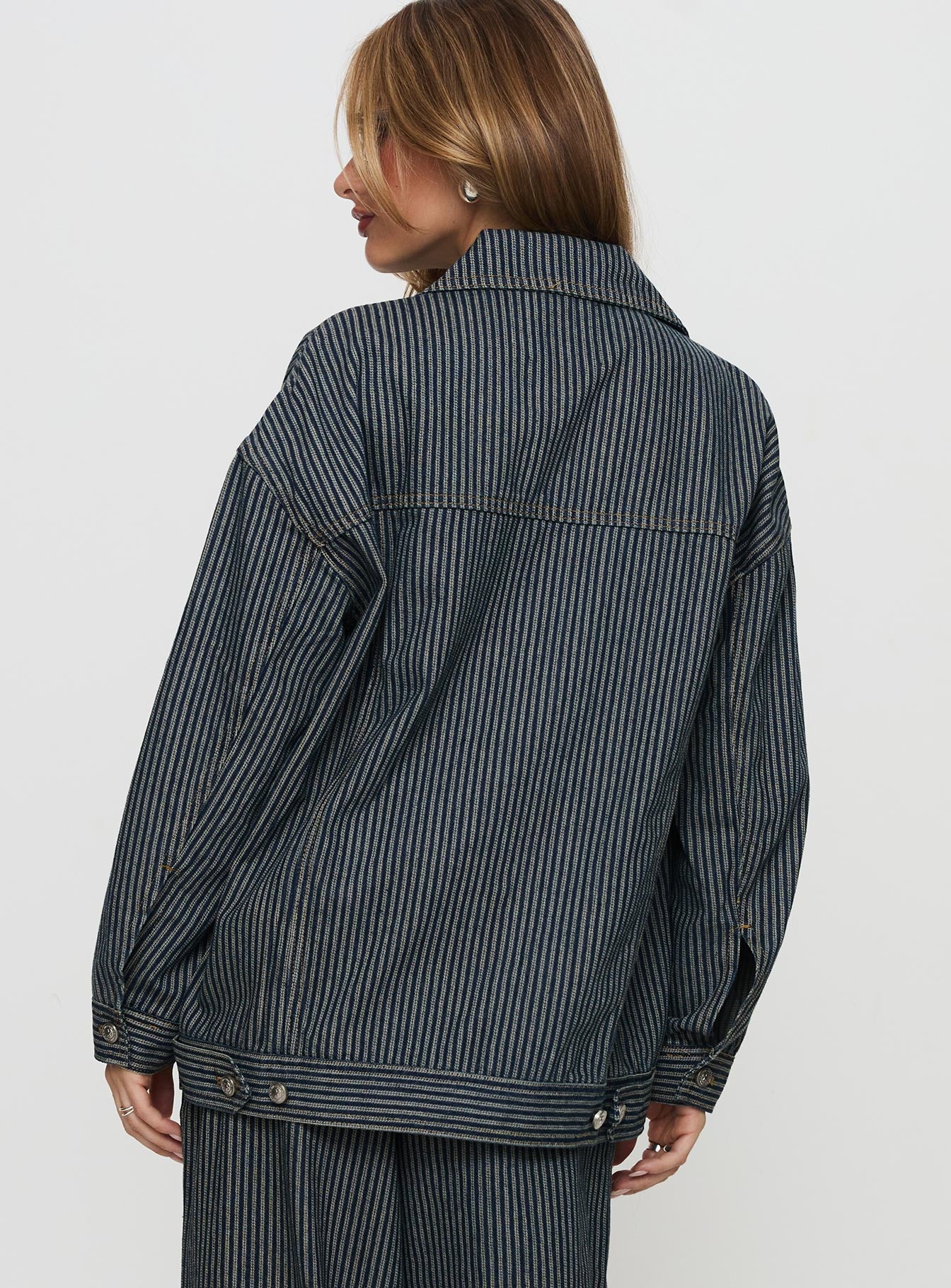 Actually Invested Jacket Denim Stripe Discount Shop