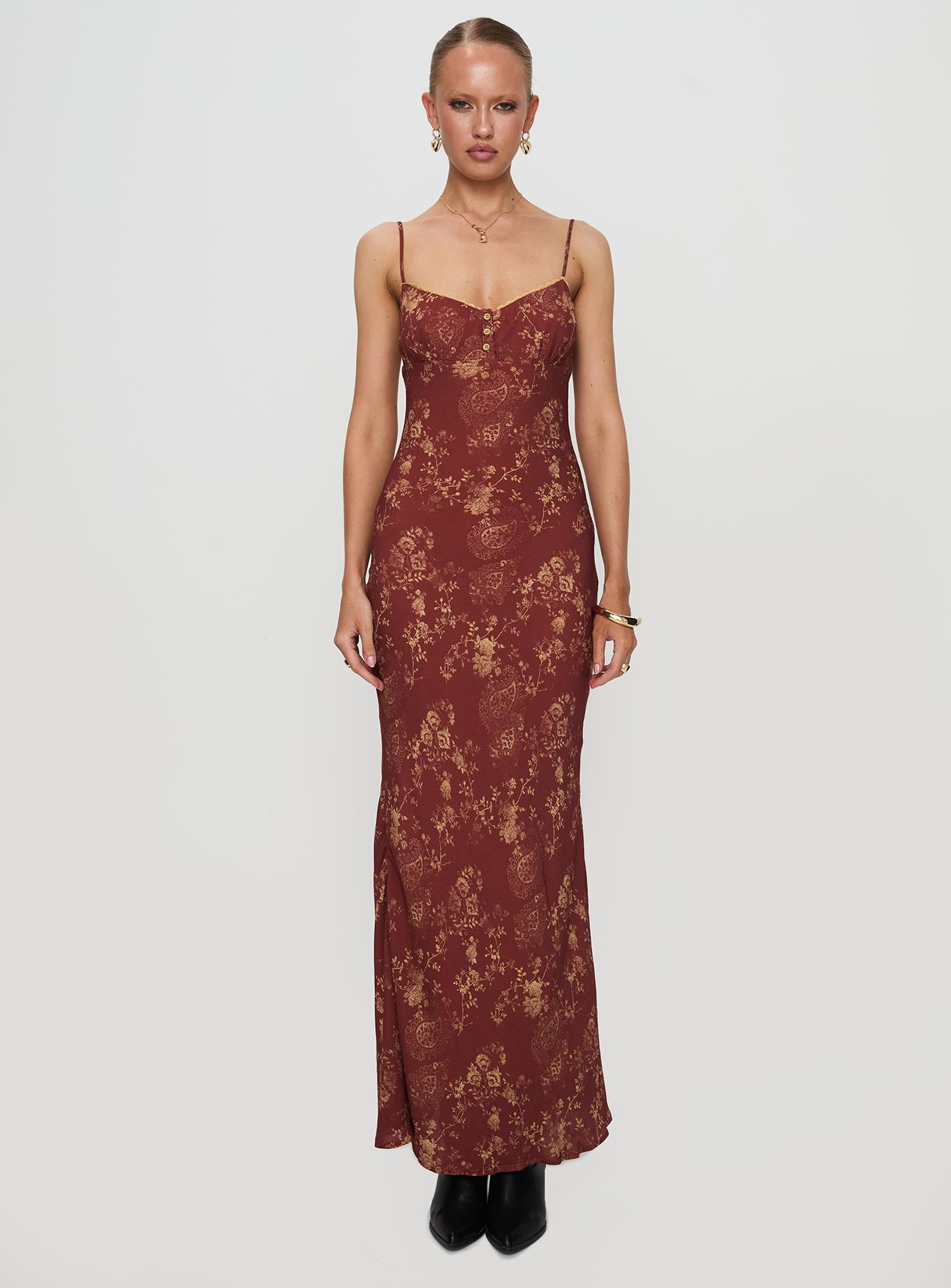 Bombay Bias Maxi Dress Rust Cheap Nicekicks