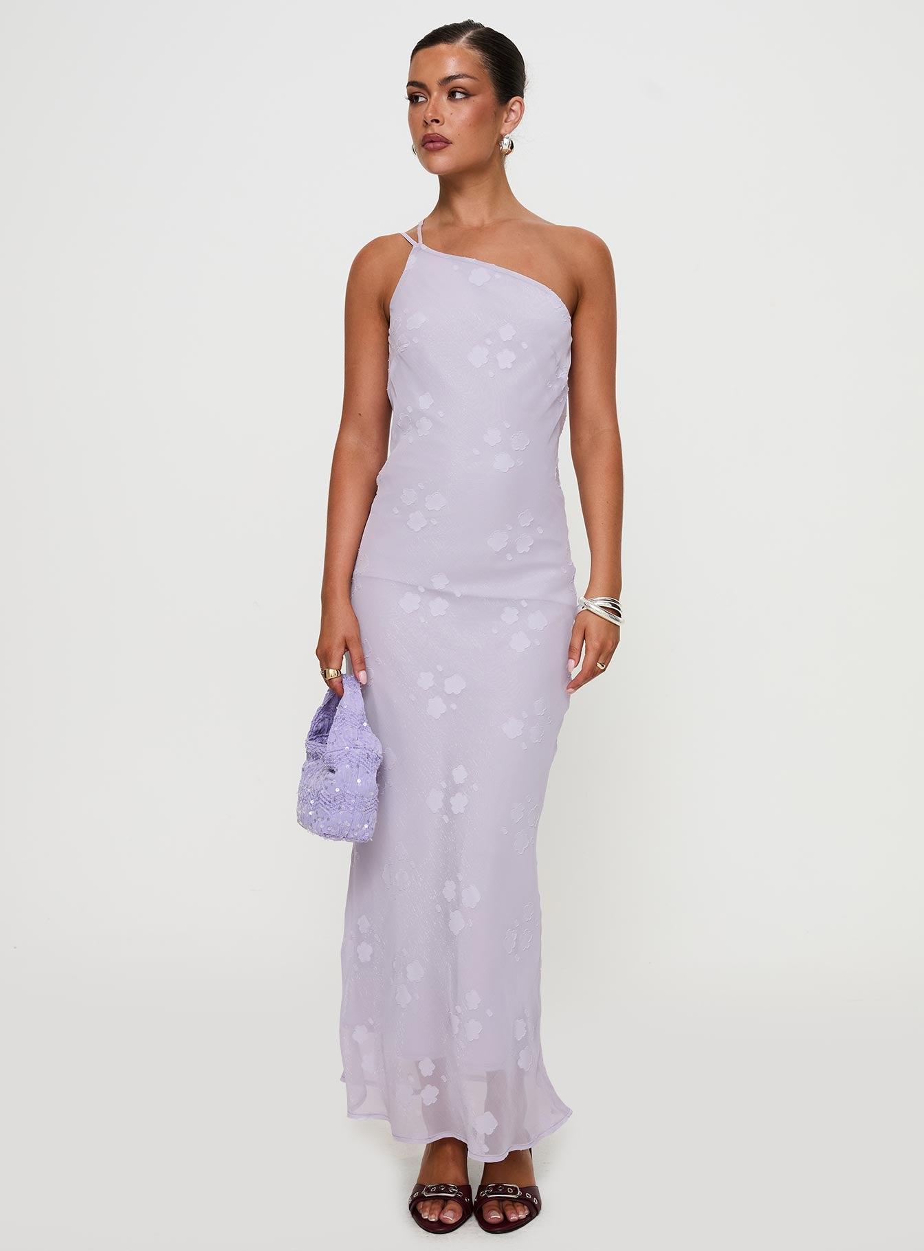 Jazmira One Shoulder Maxi Dress Lilac Fashion Style For Sale