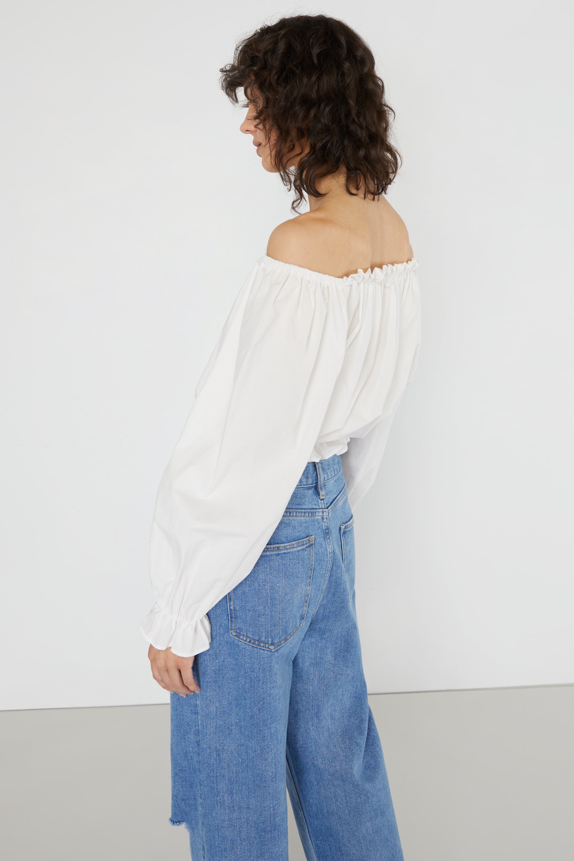 OFF SHOULDER RUFFLED TOP Free Shipping Wholesale Pice