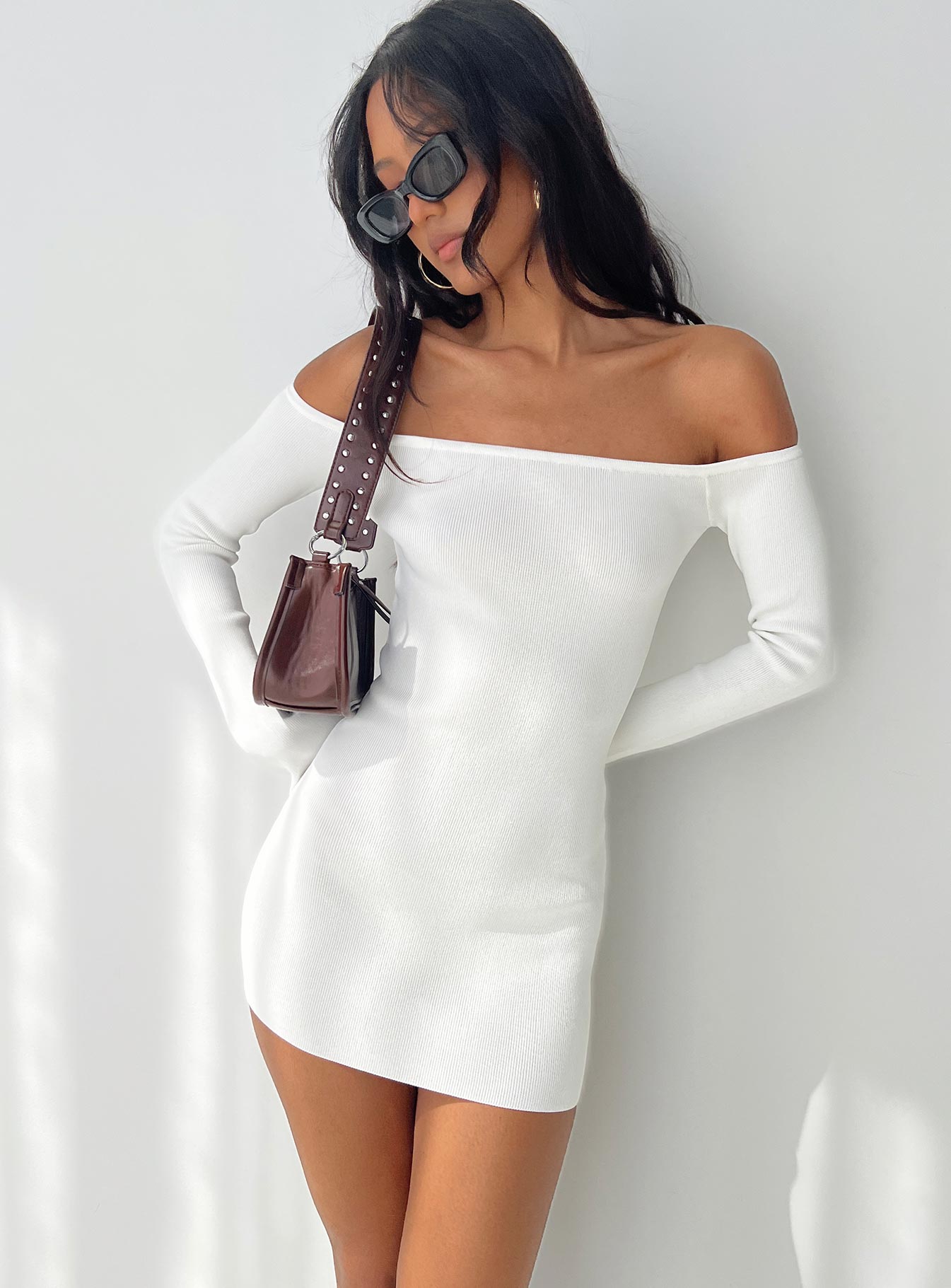 Parisa Long Sleeve Mini Dress White Sale Comfortable