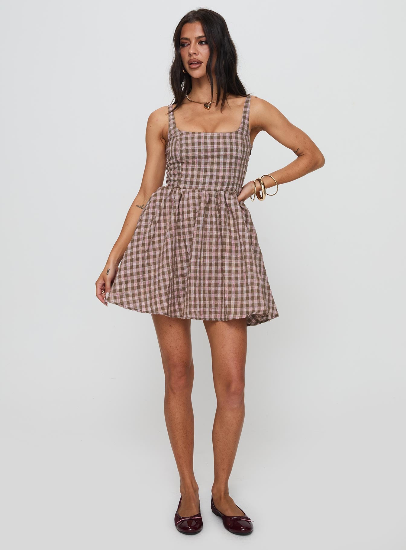 Cartmel Mini Dress Brown / Pink Pay With Paypal Cheap Online