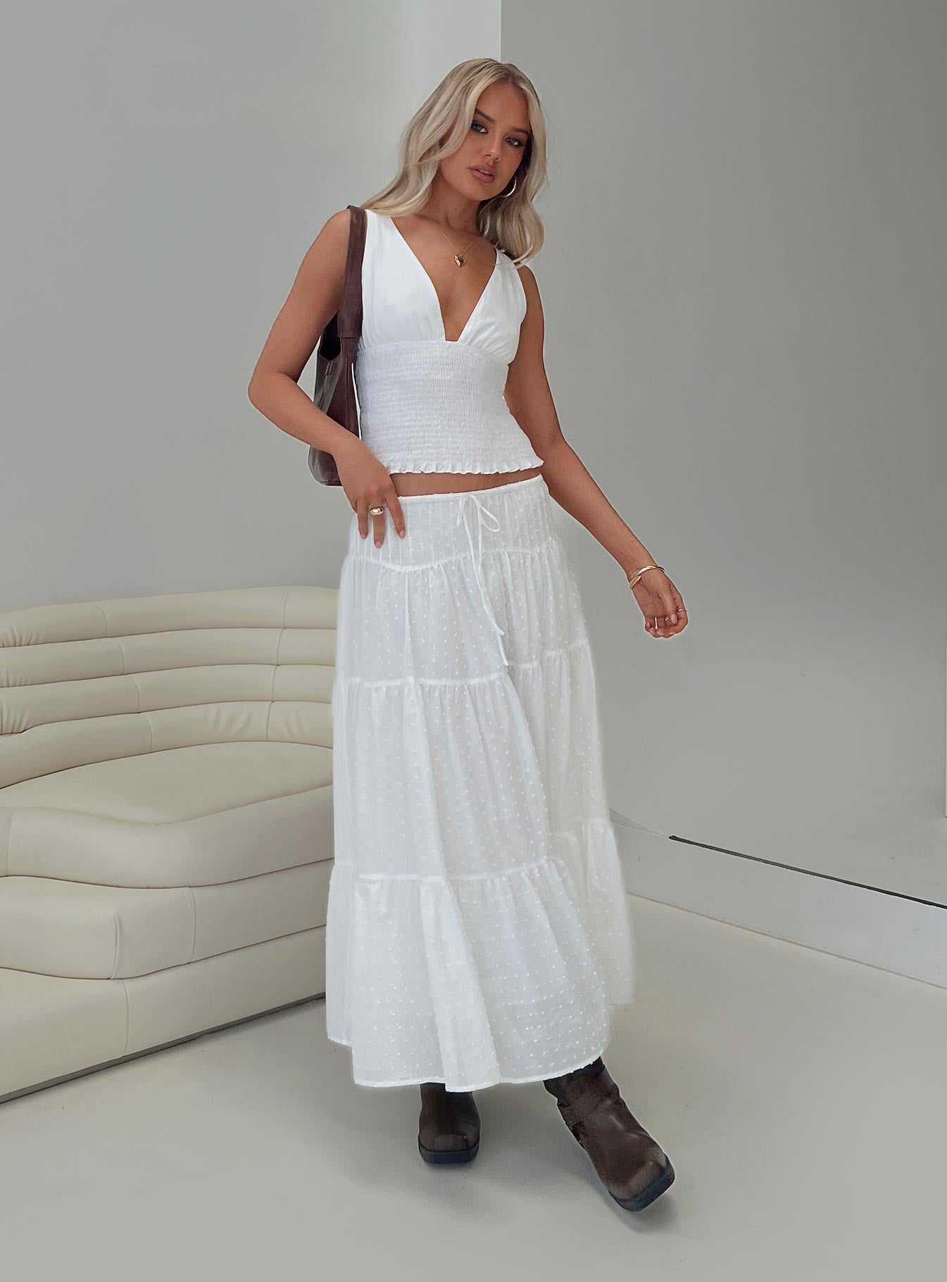 Cherry On Top Maxi Skirt White Limited Edition Sale Online