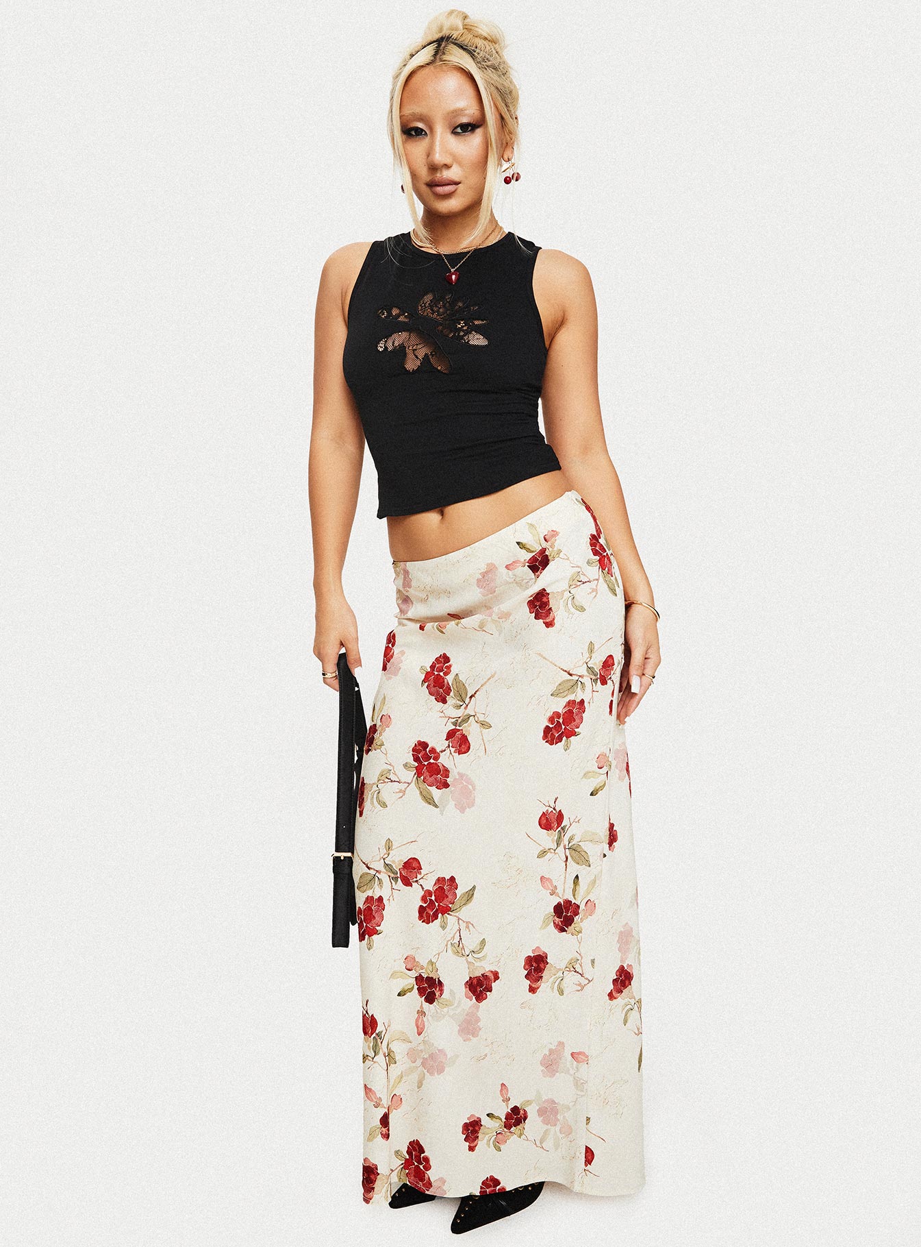 Jodie Maxi Skirt Cream / Floral Outlet For You