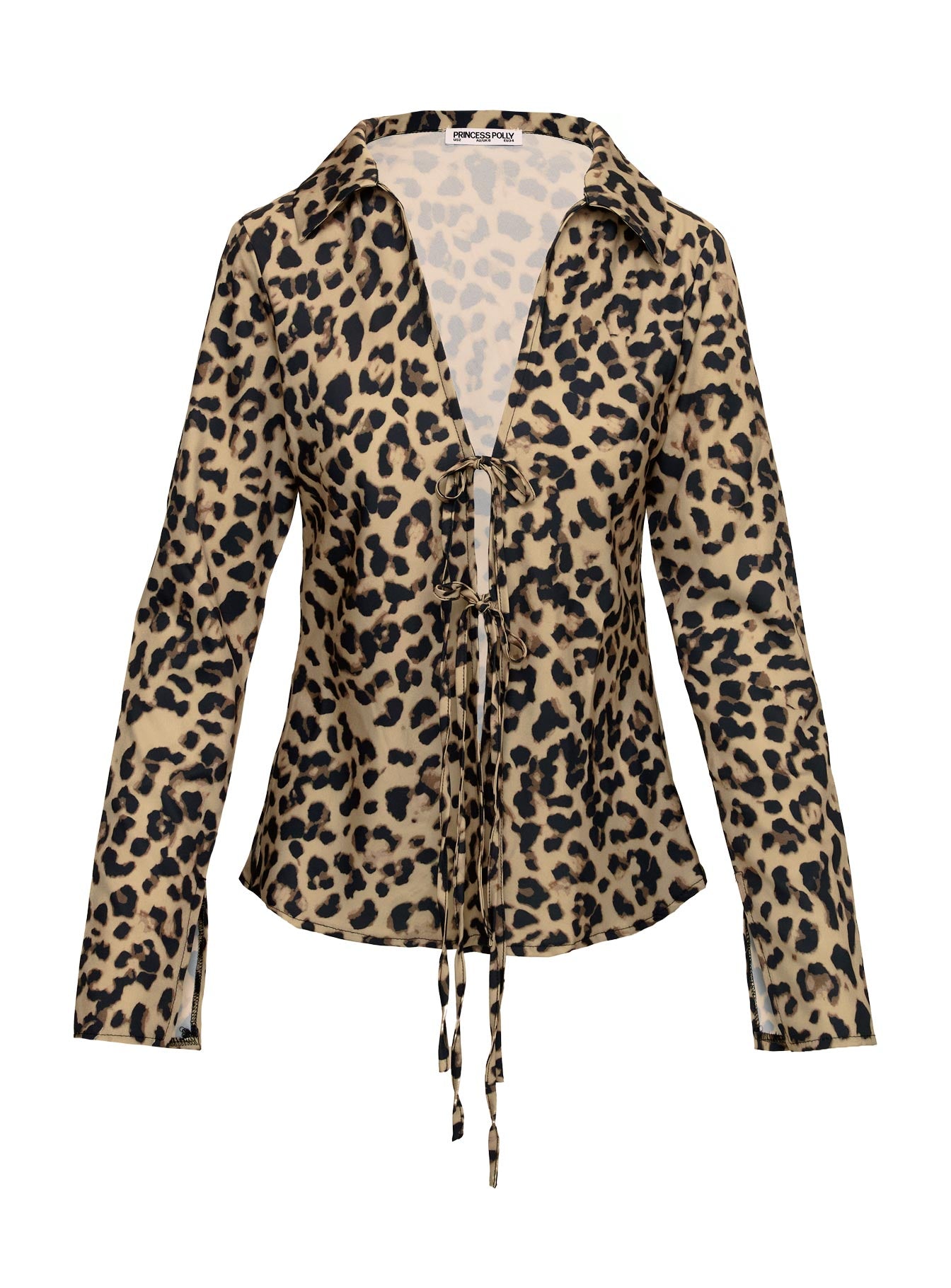 Toriah Long Sleeve Tie Up Top Leopard Buy Cheap For Cheap