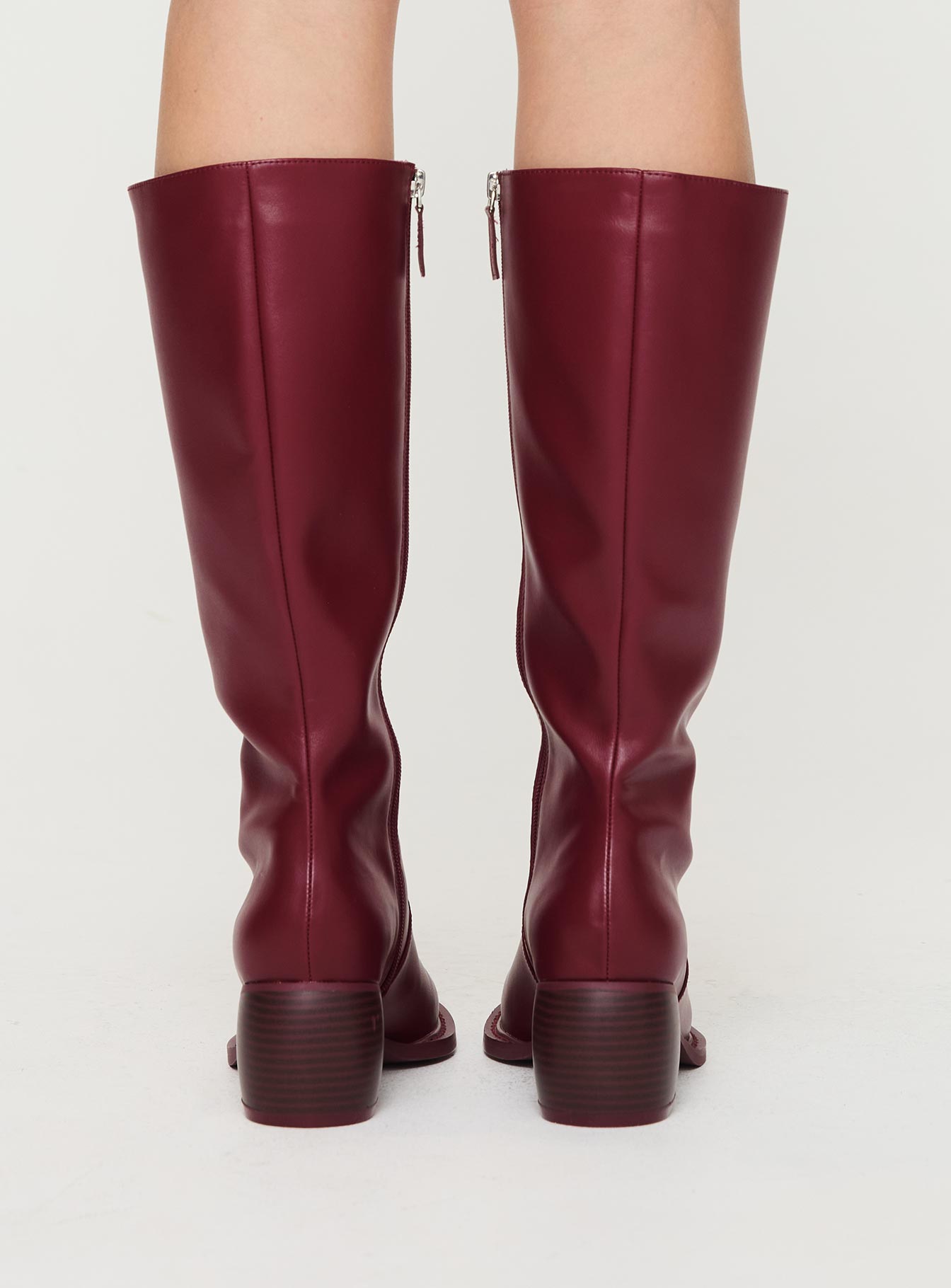 Ella Knee High Boots Burgundy Cheap Sale Many Kinds Of