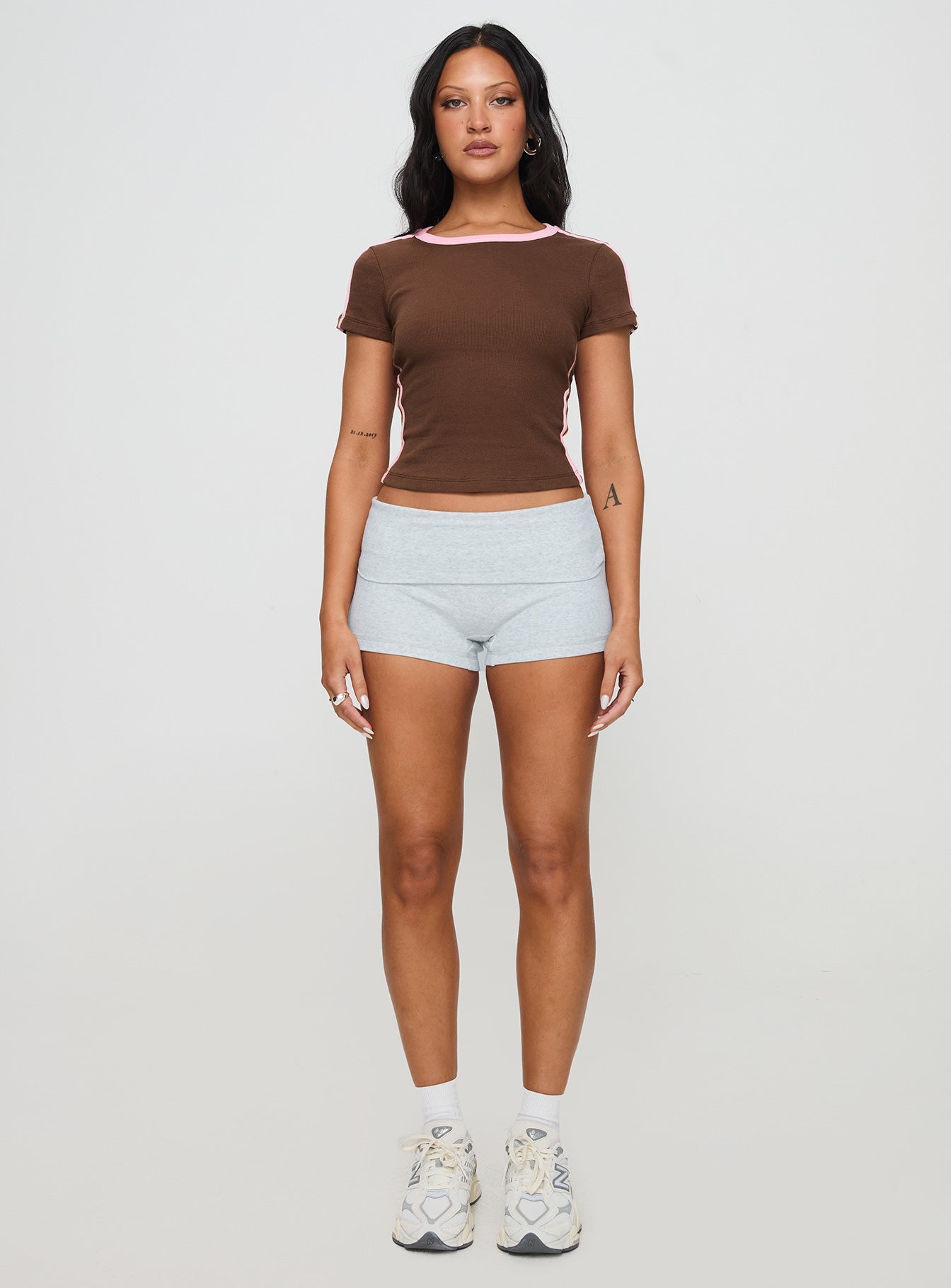 Baseline Scoop Rib Tee Brown / Pink Free Shipping Wholesale Pice