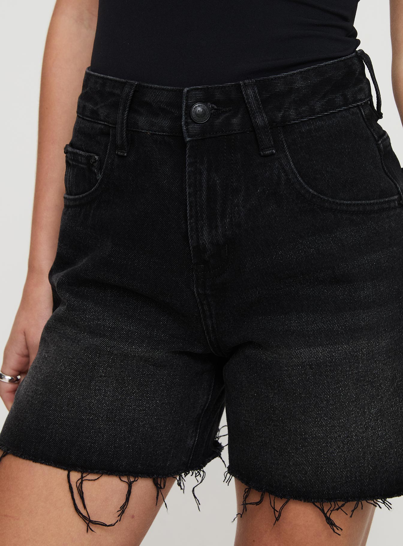 Hayelle Denim Shorts Washed Black Sale How Much