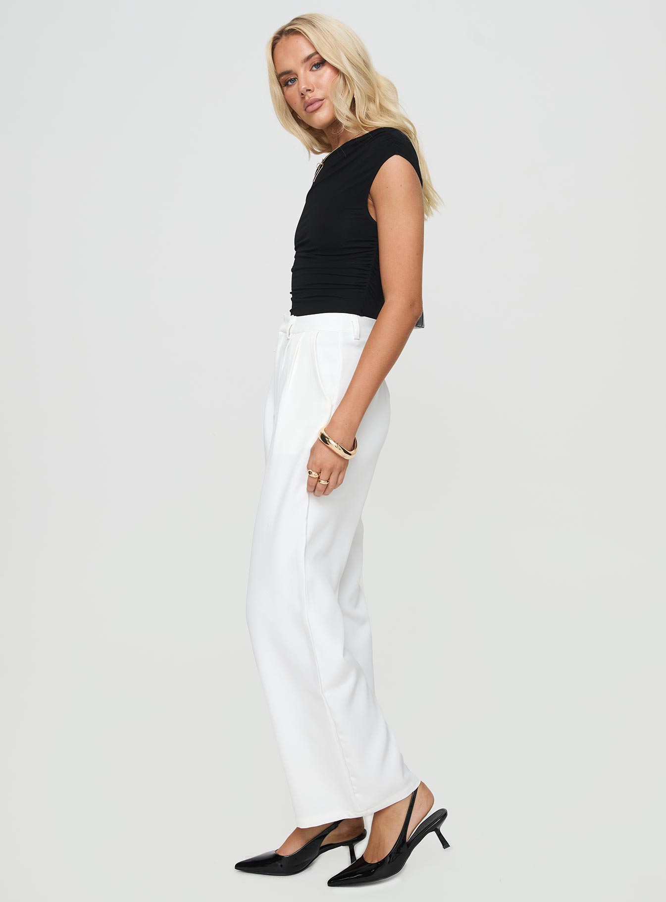 Jazzar Pocket Detail Pleated Pant White Petite Clearance Great Deals