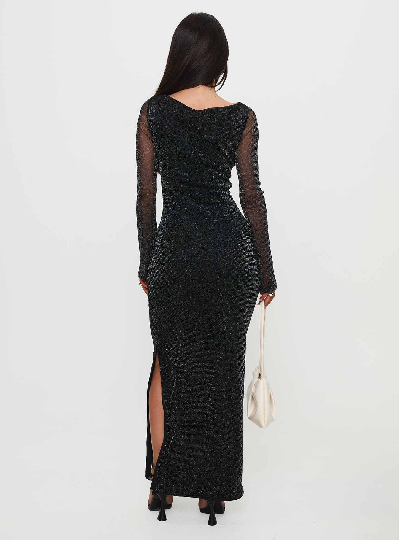 Allegoria Long Sleeve Maxi Dress Black Glitter With Paypal Cheap Online