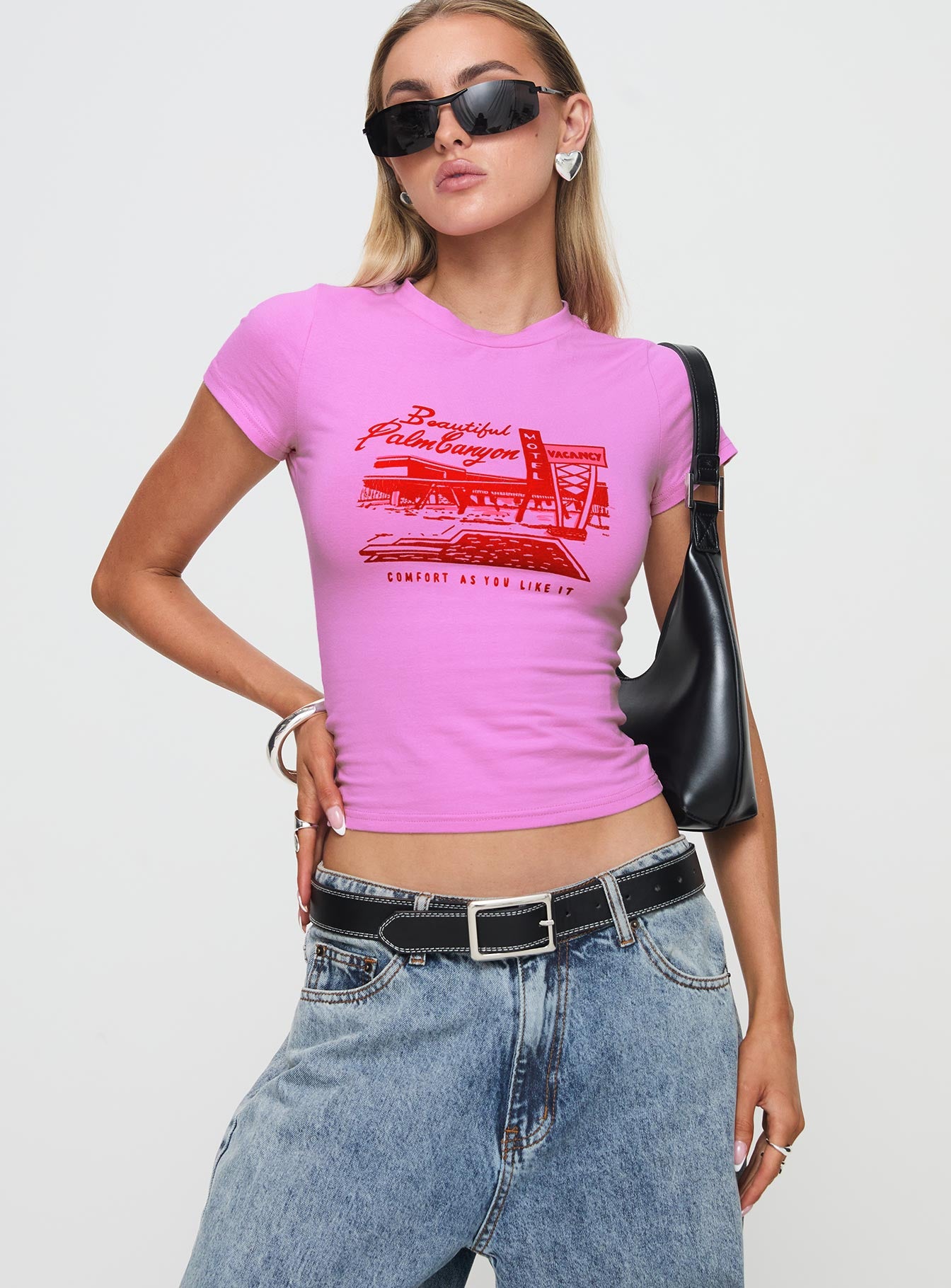 Palm Canyon Tee Pink Best Sale For Sale