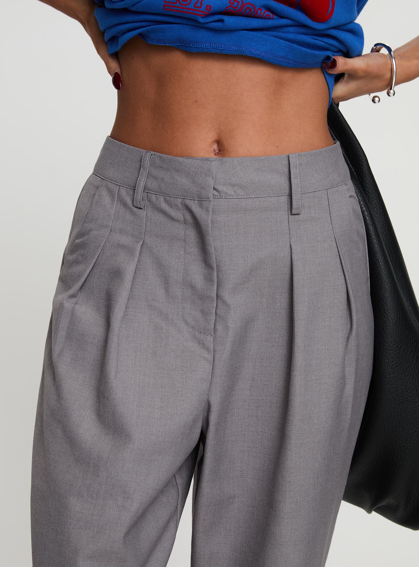 Expertise Low Rise Pleat Pant Grey Free Shipping Factory Outlet